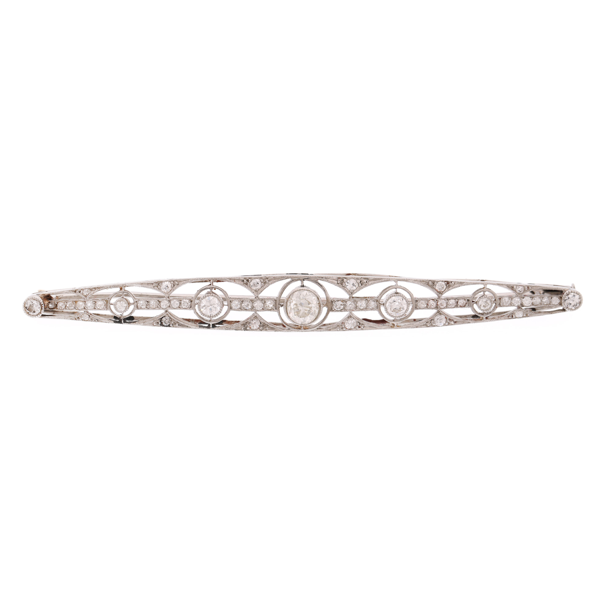 Broșă Art Deco din platină, decorată cu diamante, cca. 1920