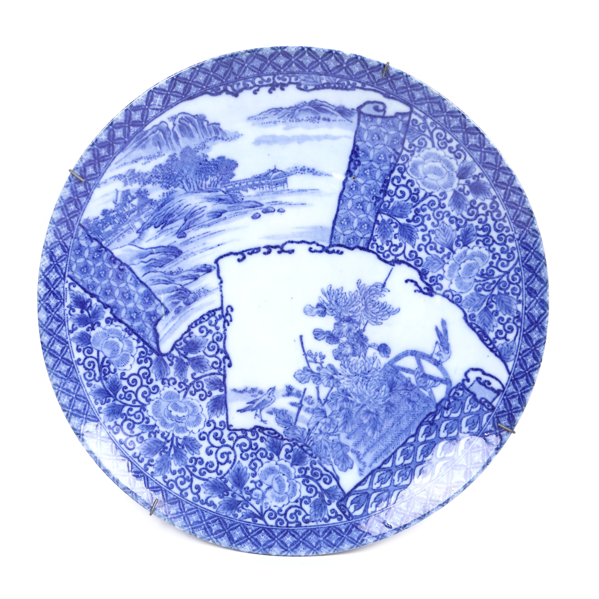 Platou din porțelan, decorat cu peisaj rustic, perioada Republicană, China, cca. 1912-1949