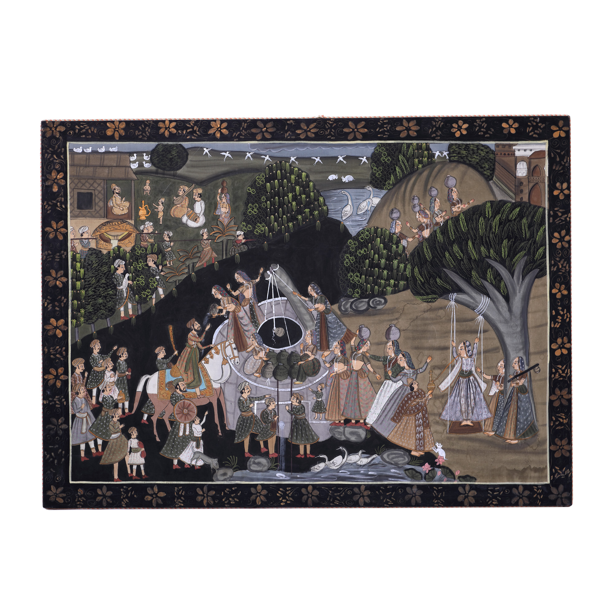Painting on silk, illustrating a local holiday, India