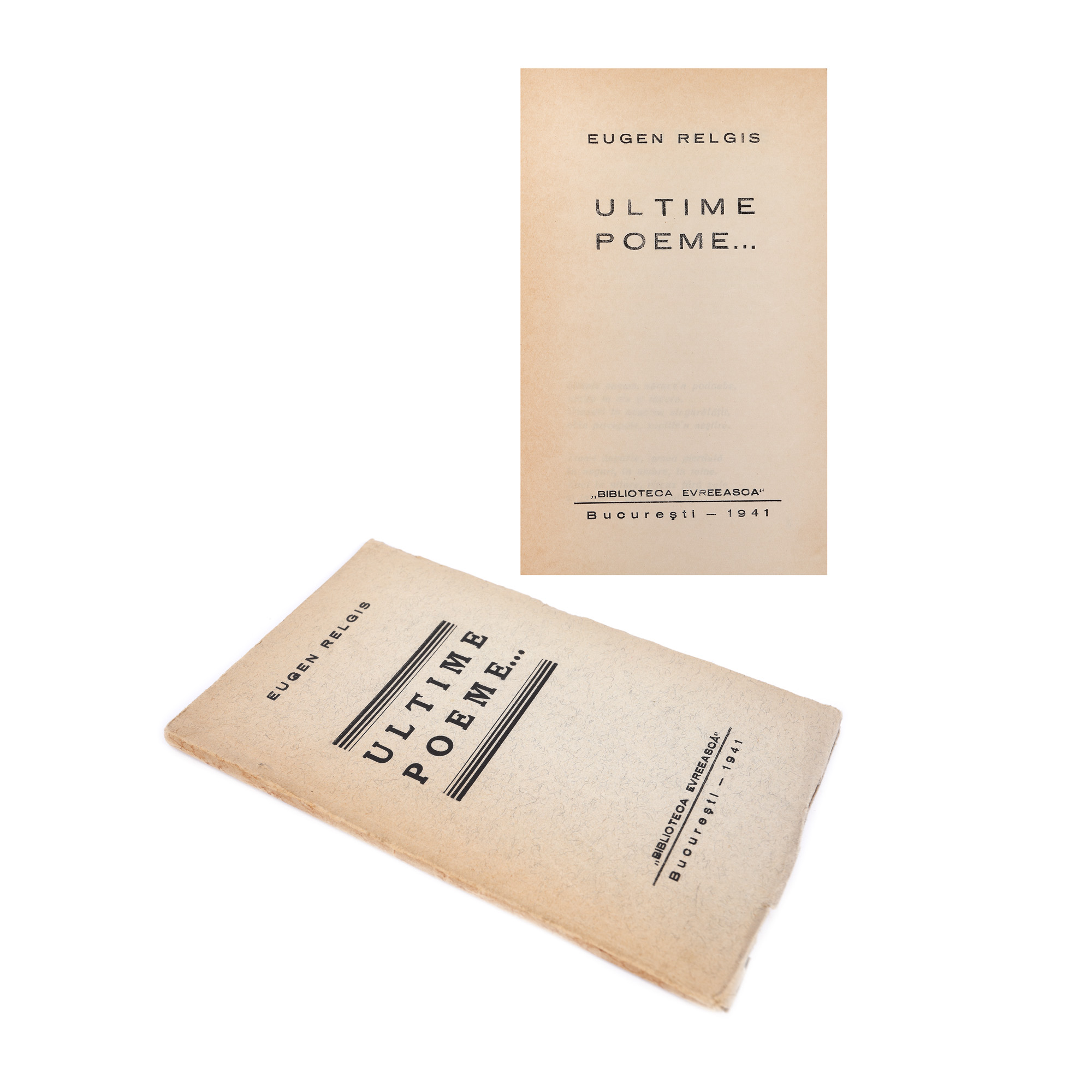 ”Ultime poeme...”, de Eugen Relgis, București, 1941