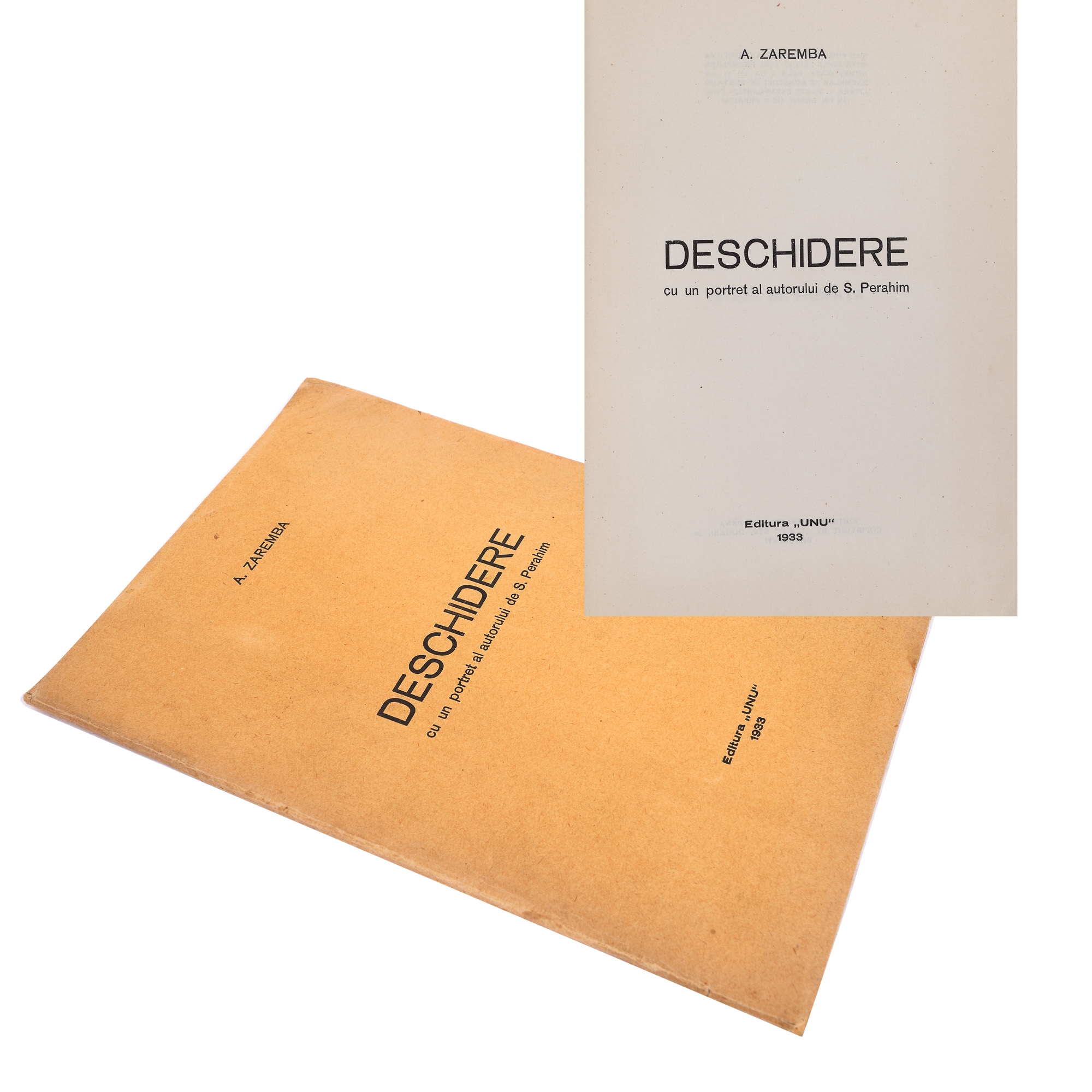"Deschidere", by Aurel Zaremba, Bucharest, 1933, edited by Sașa Pană, "Unu" Publishing House