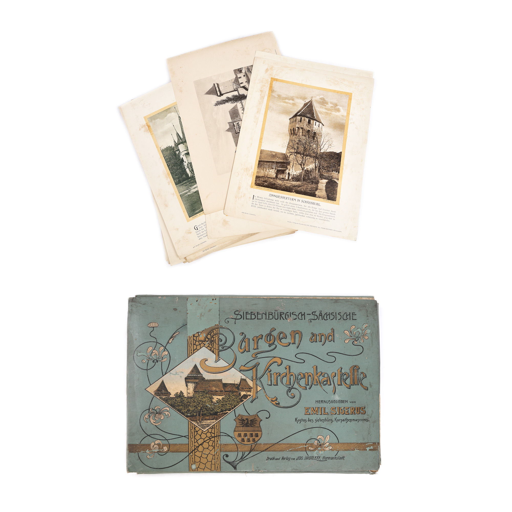 "Cetăți și biserici fortificate săsești din Ardeal" folder, by Emil Sigerul, German, Sibiu, 1901, with 43 photographs
