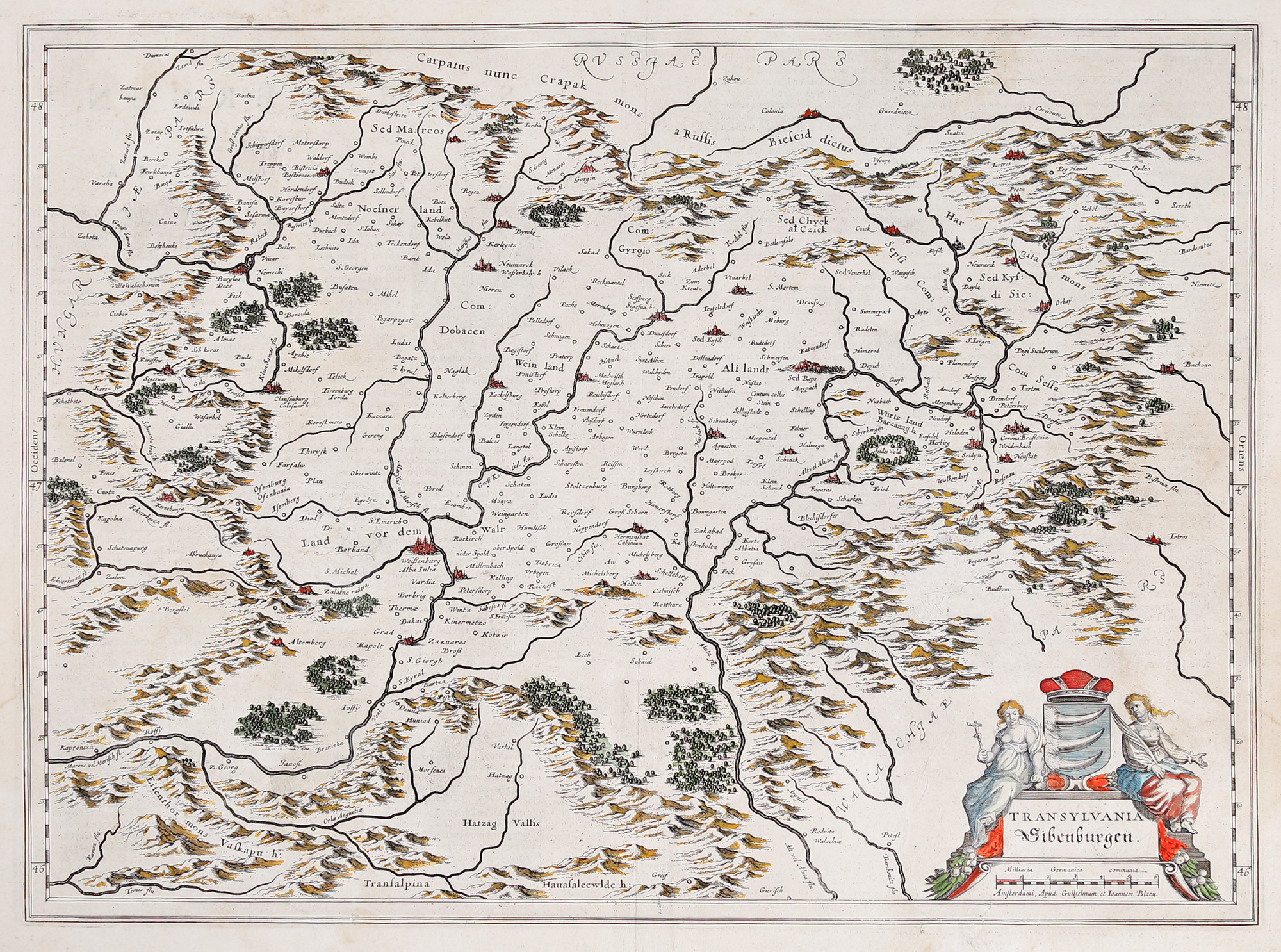 "Transylvania" map, by Willem Janszoon Blaeu, Amsterdam, 1636