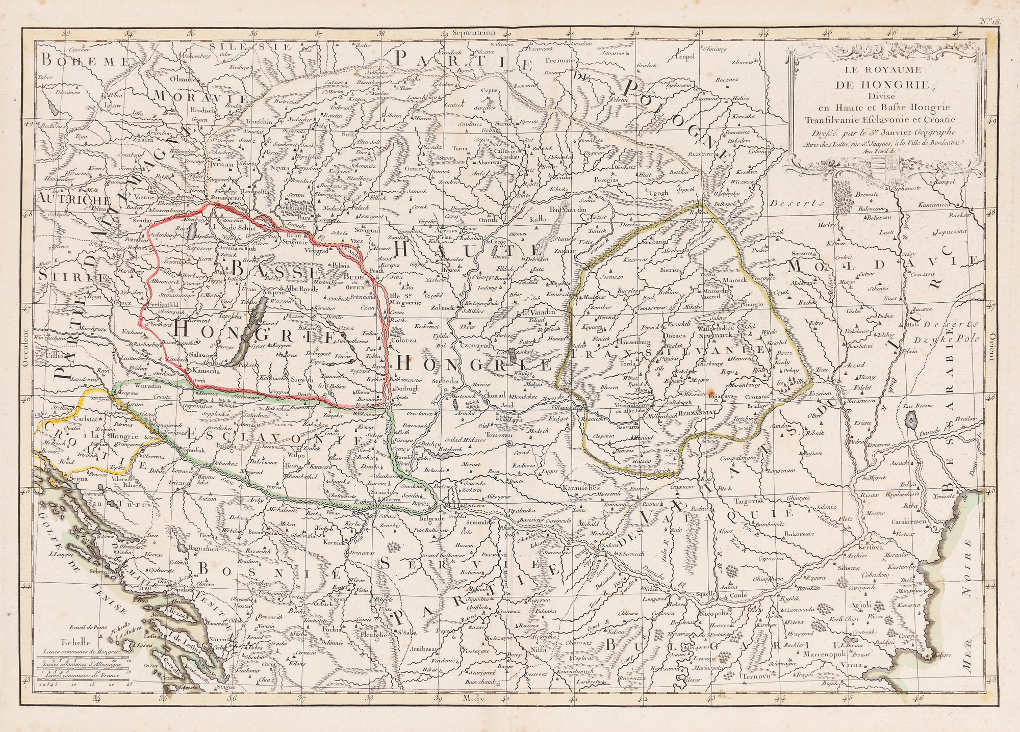 "Kingdom of Hungary" map, by Robert Janvier, approx. 1770 