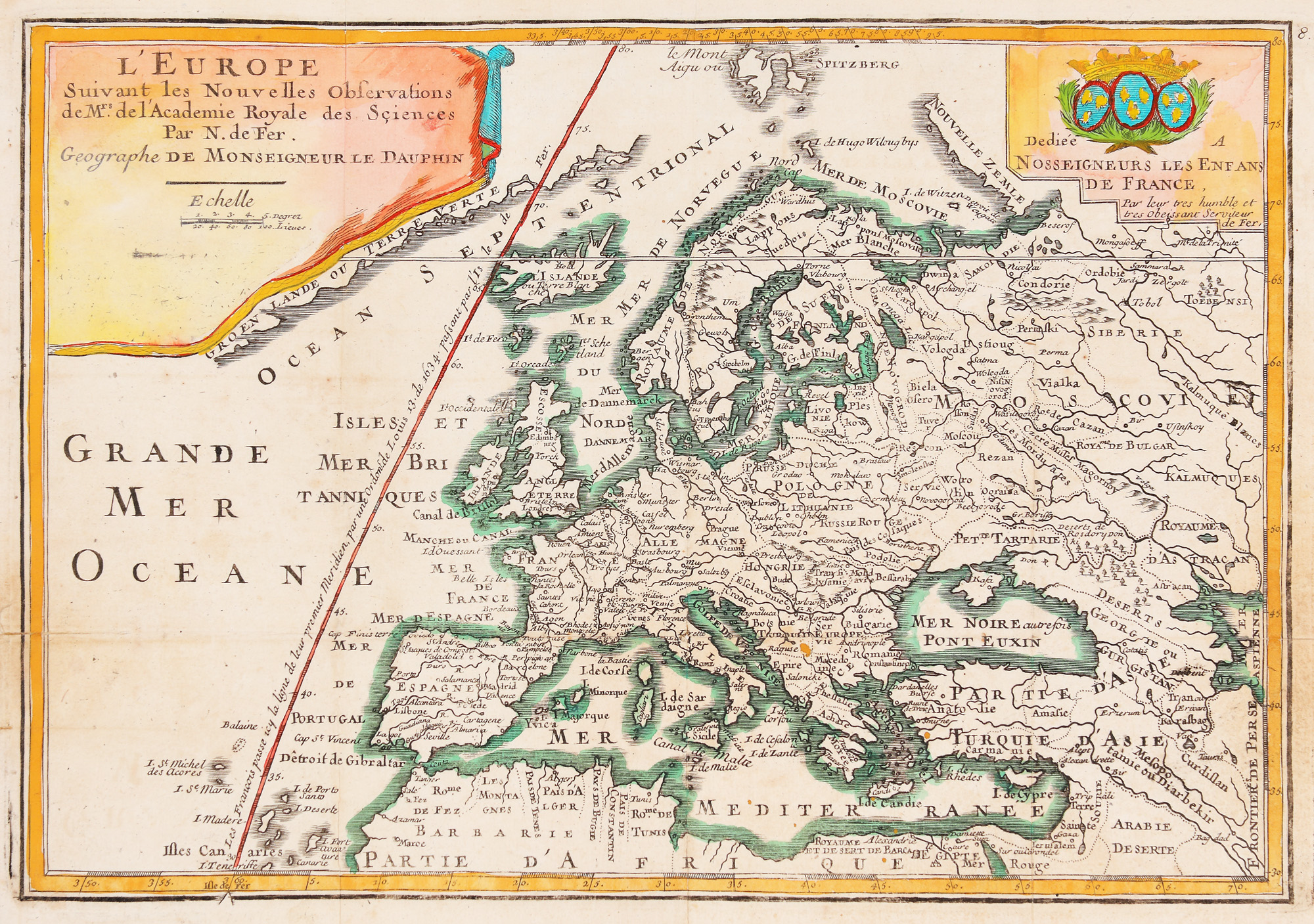 "Europe" map, by Nicolas de Fer, Paris, 1717