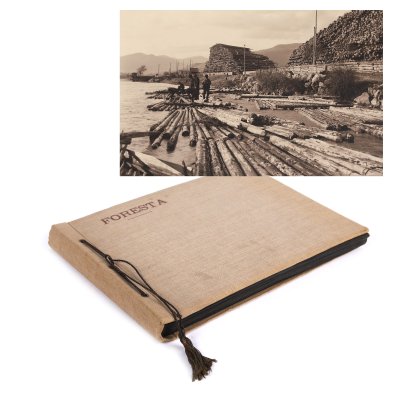 "Foresta" photo album, containing 33 photographs illustrating the woodworking industry in the Carpathians, bilingual Romanian-Italian edition, interwar period, rare item