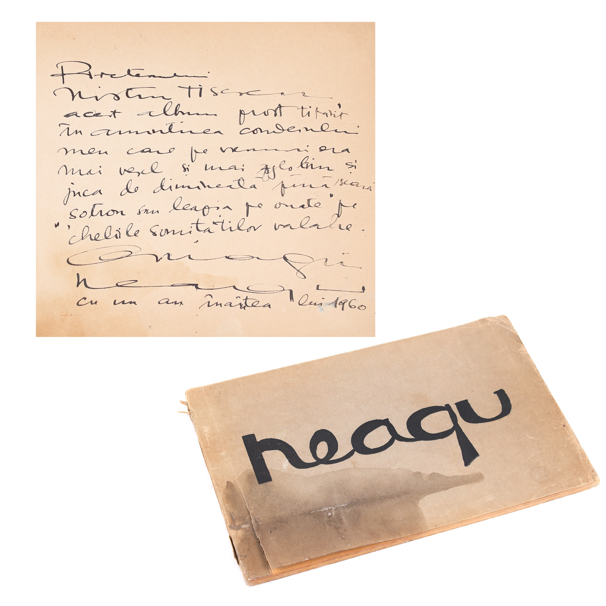 Album de caricaturi ”Neagu”,  de Neagu Rădulescu, București, 1937, cu dedicația și semnătura olografă a autorului 