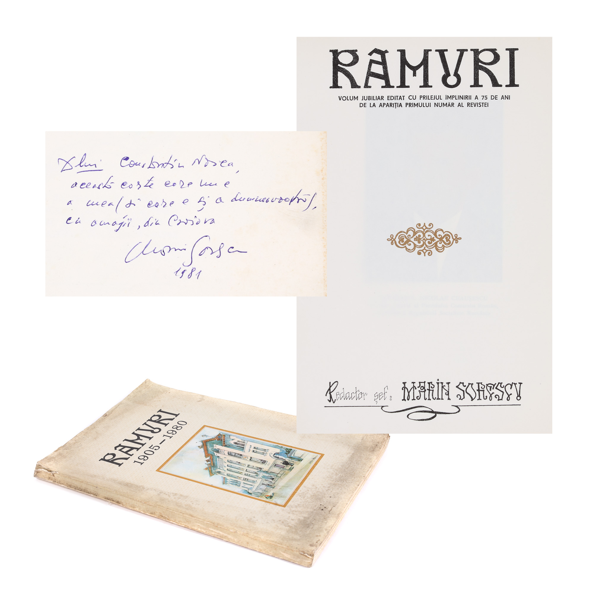 "Ramuri" magazine, Craiova, 1980, with Marin Sorescu's dedication to Constantin Noica