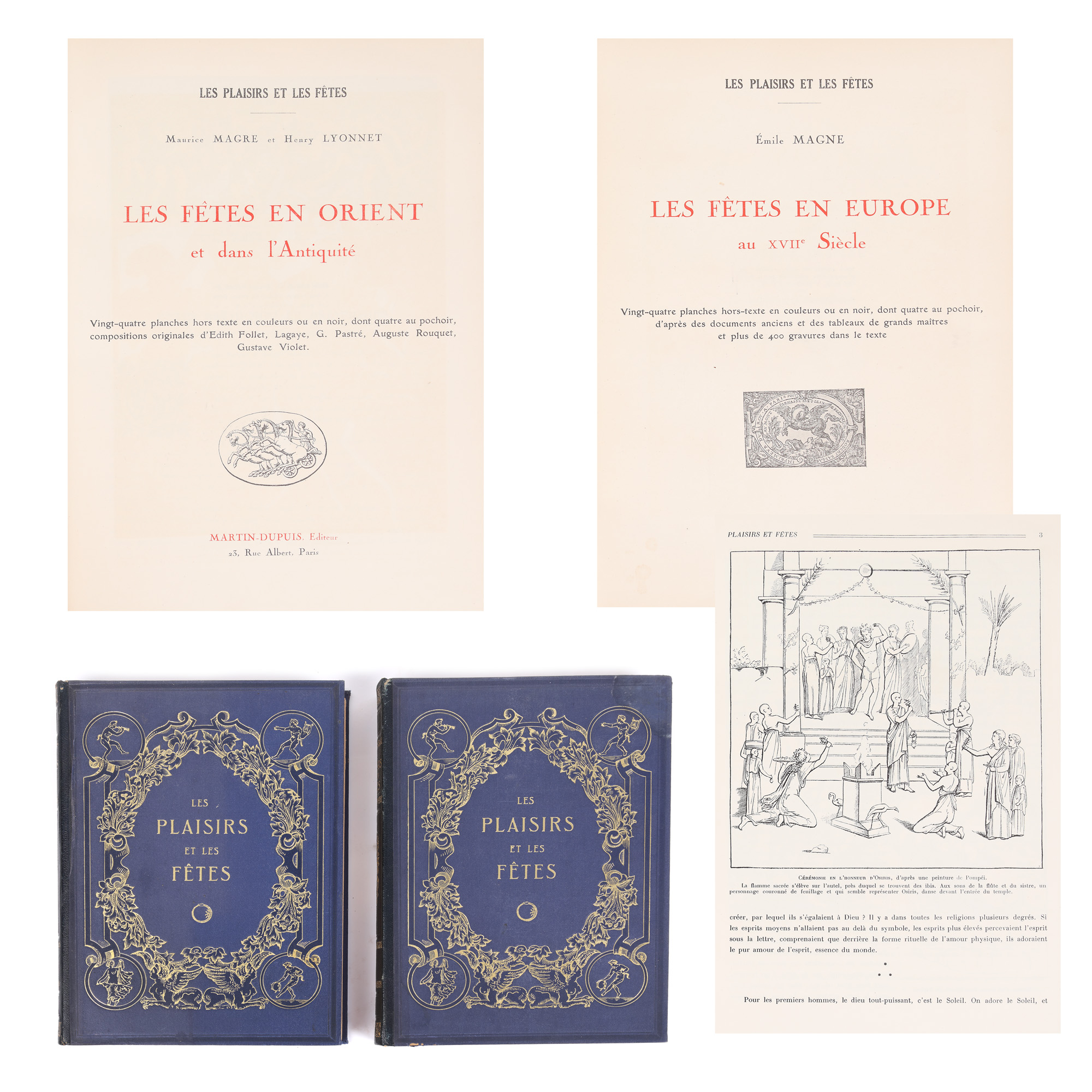 "Pleasures and parties", by Emile Magne, two volumes, French, Paris, 1930, with 448 de lithographs