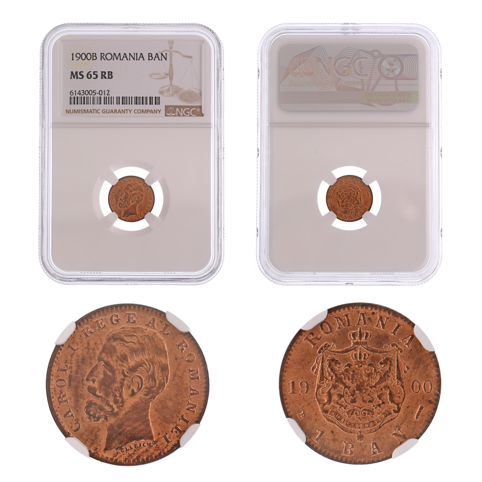 1 Ban coin, 1900B, MS 65 RB, with multiple errors