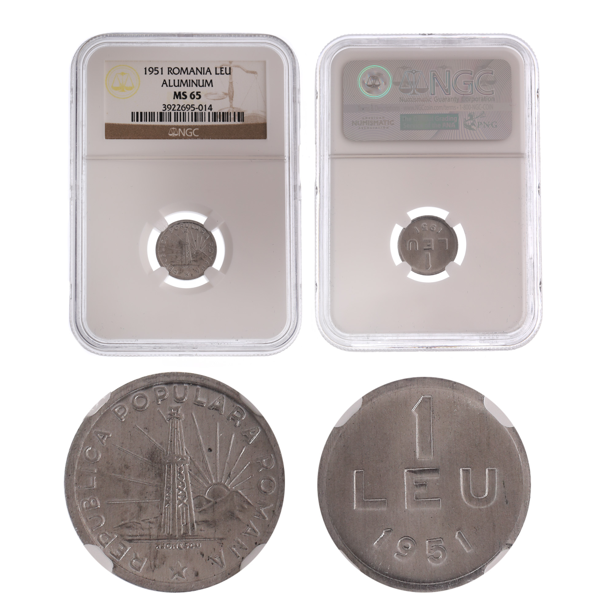 Moneda 1 Leu 1951, MS 65