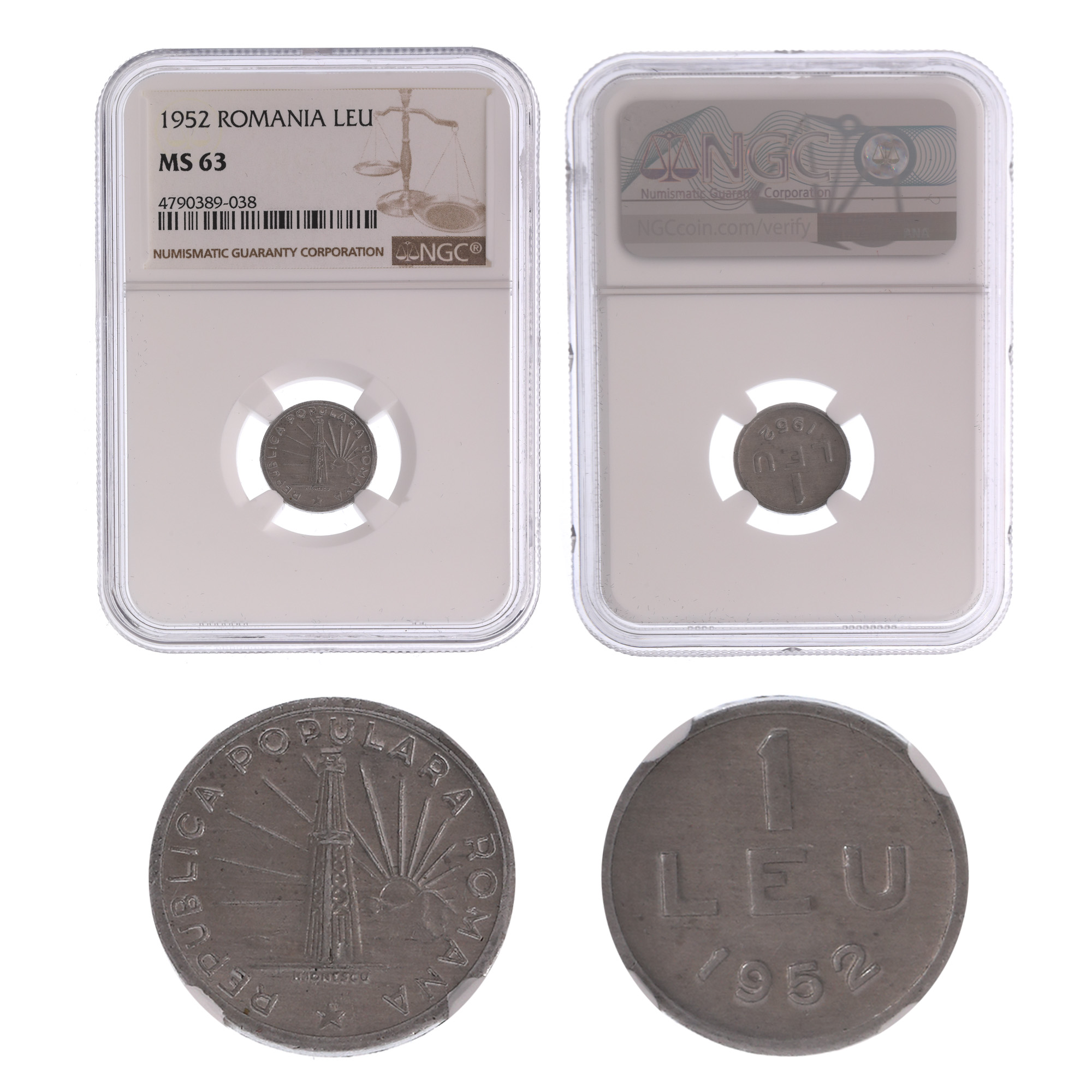 Moneda 1 Leu 1952, MS 63