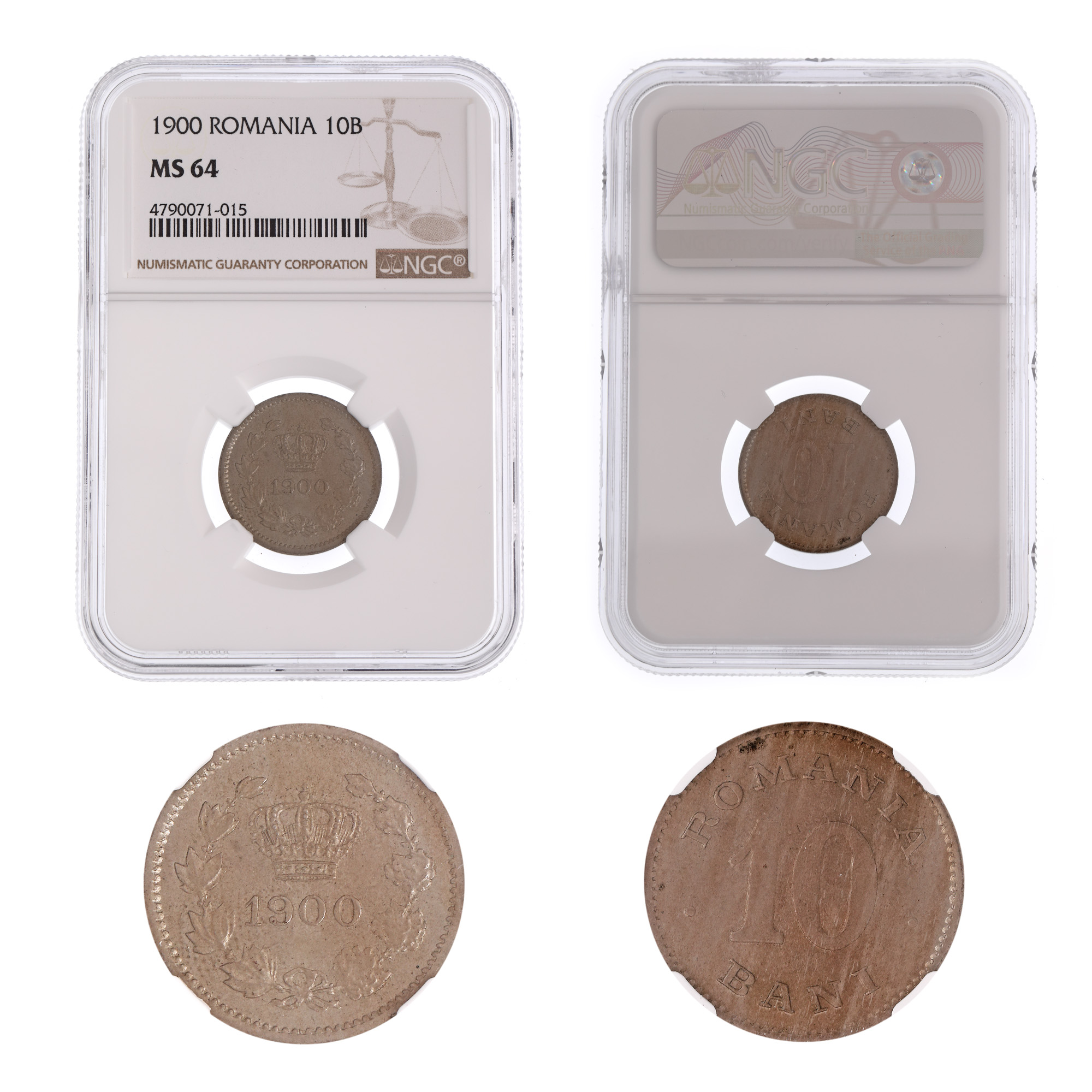 Moneda 10 Bani 1900, MS 64
