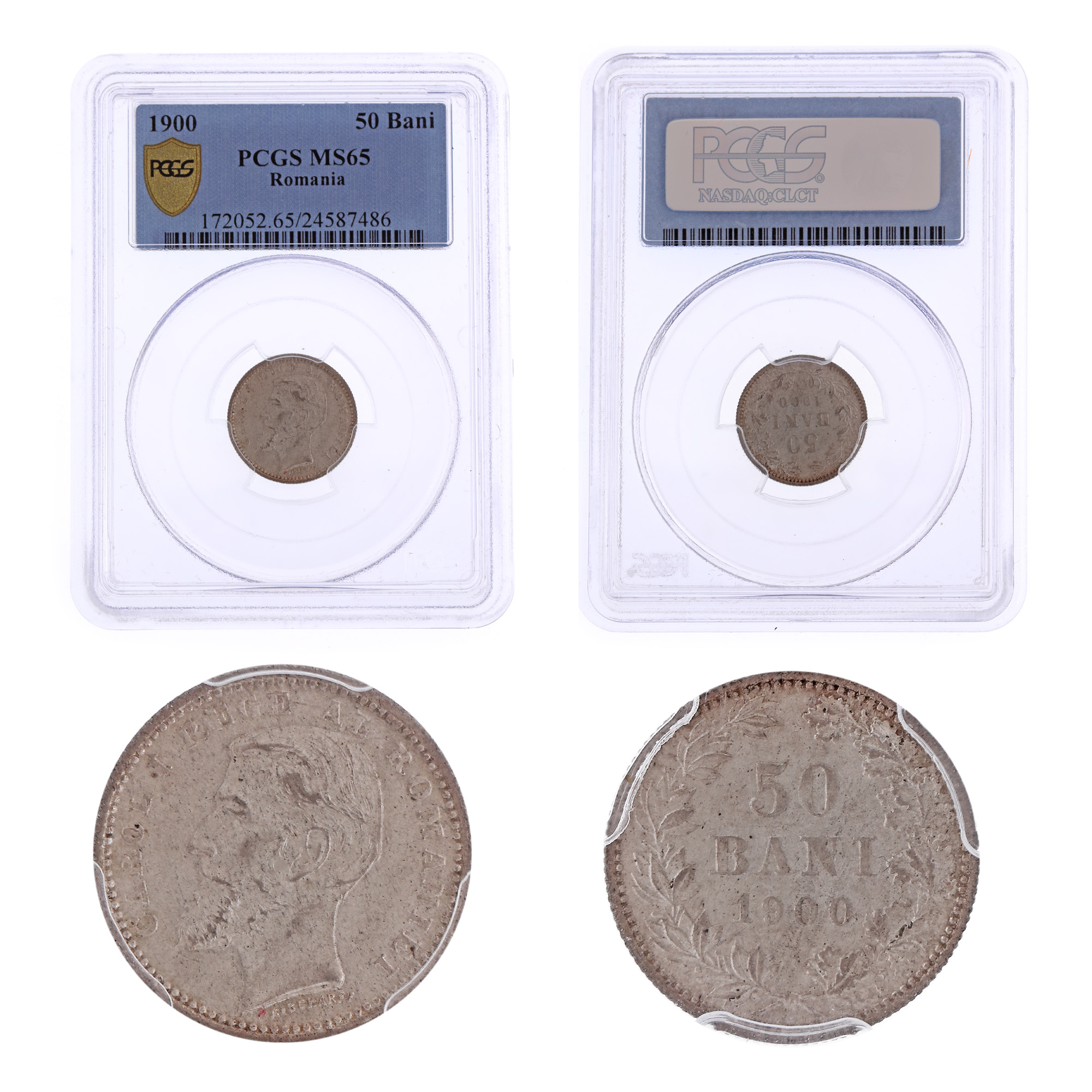 50 Bani 1900 coin, MS 65, silver