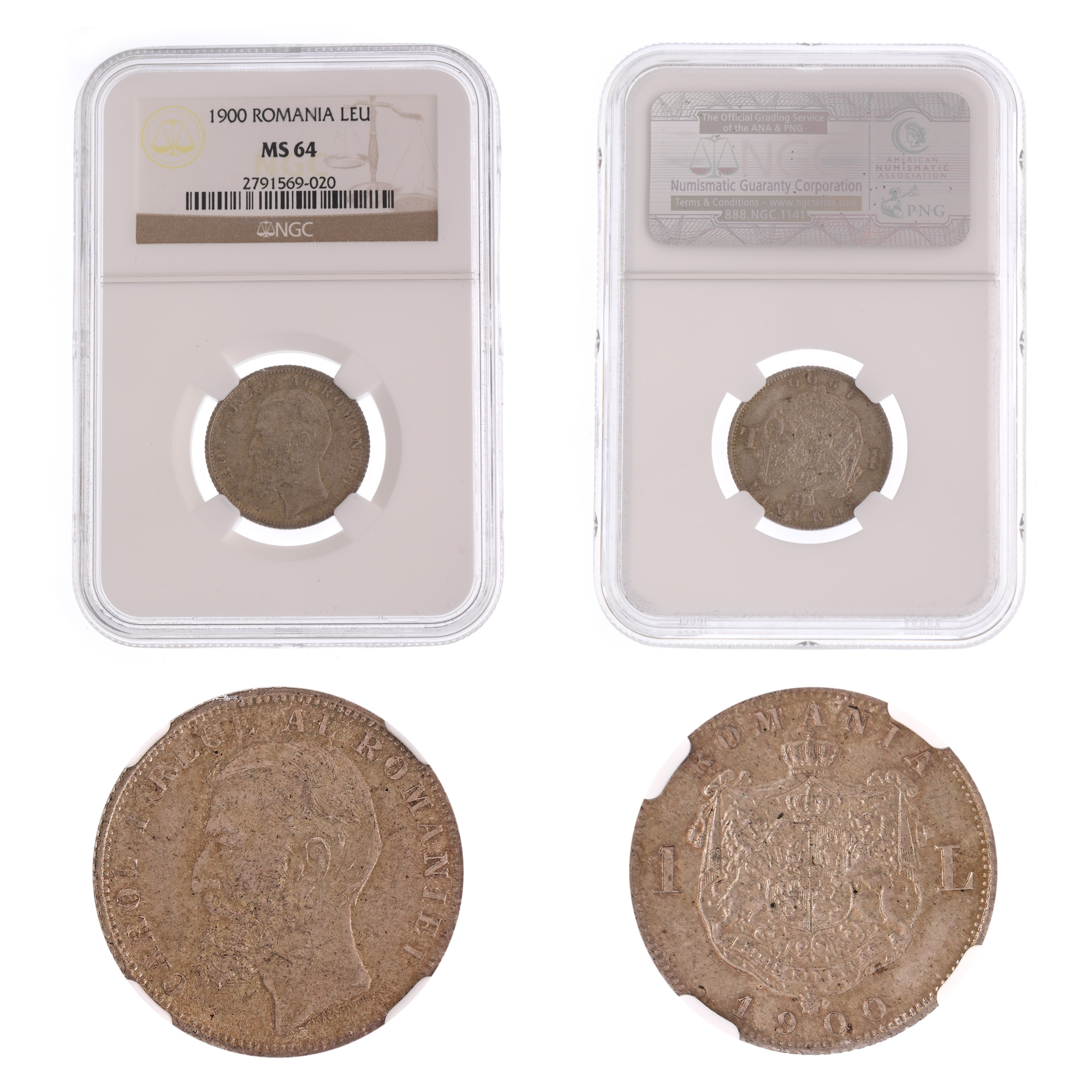 1 Leu 1900 coin, MS 64, silver