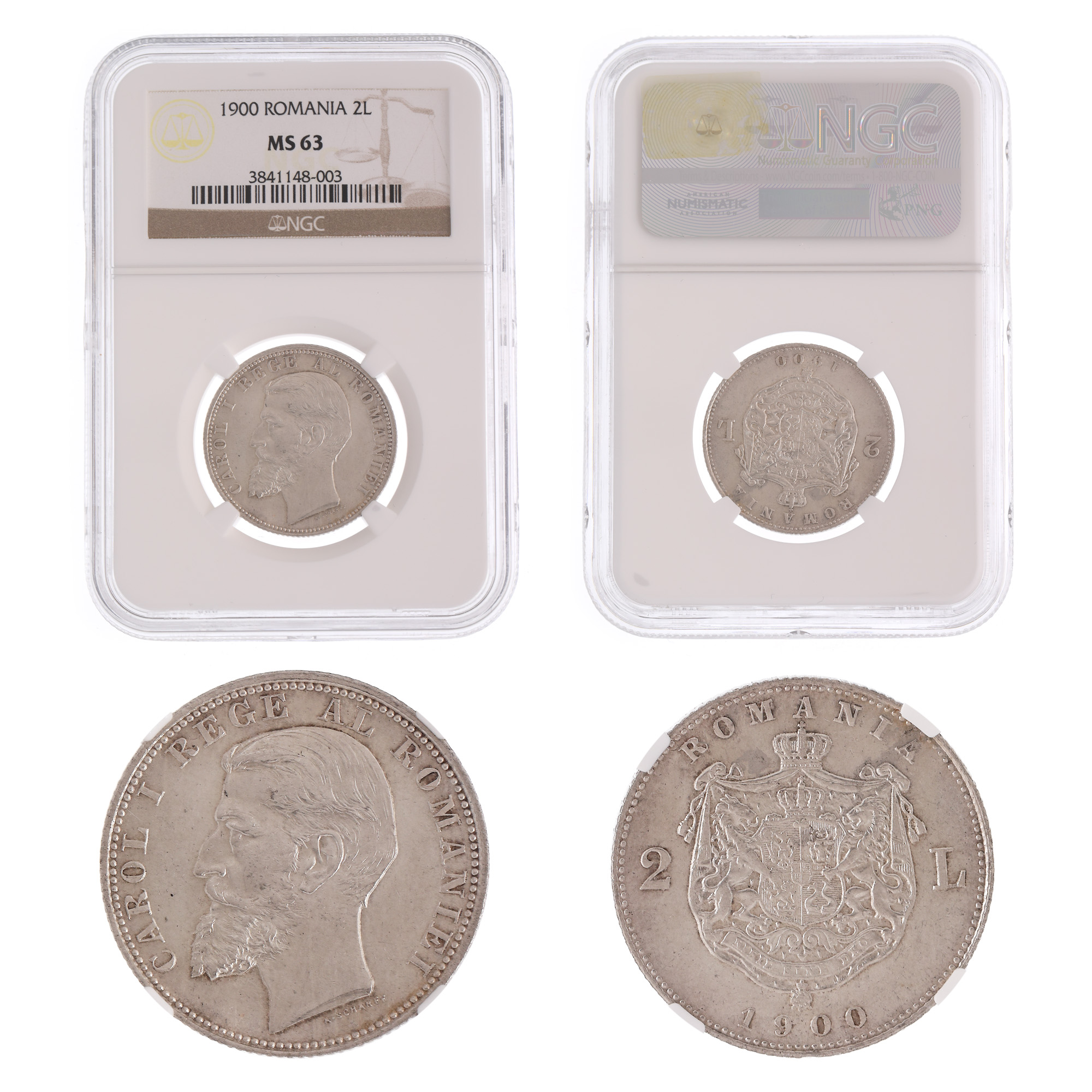 Moneda 2 Lei 1900, MS 63, argint
