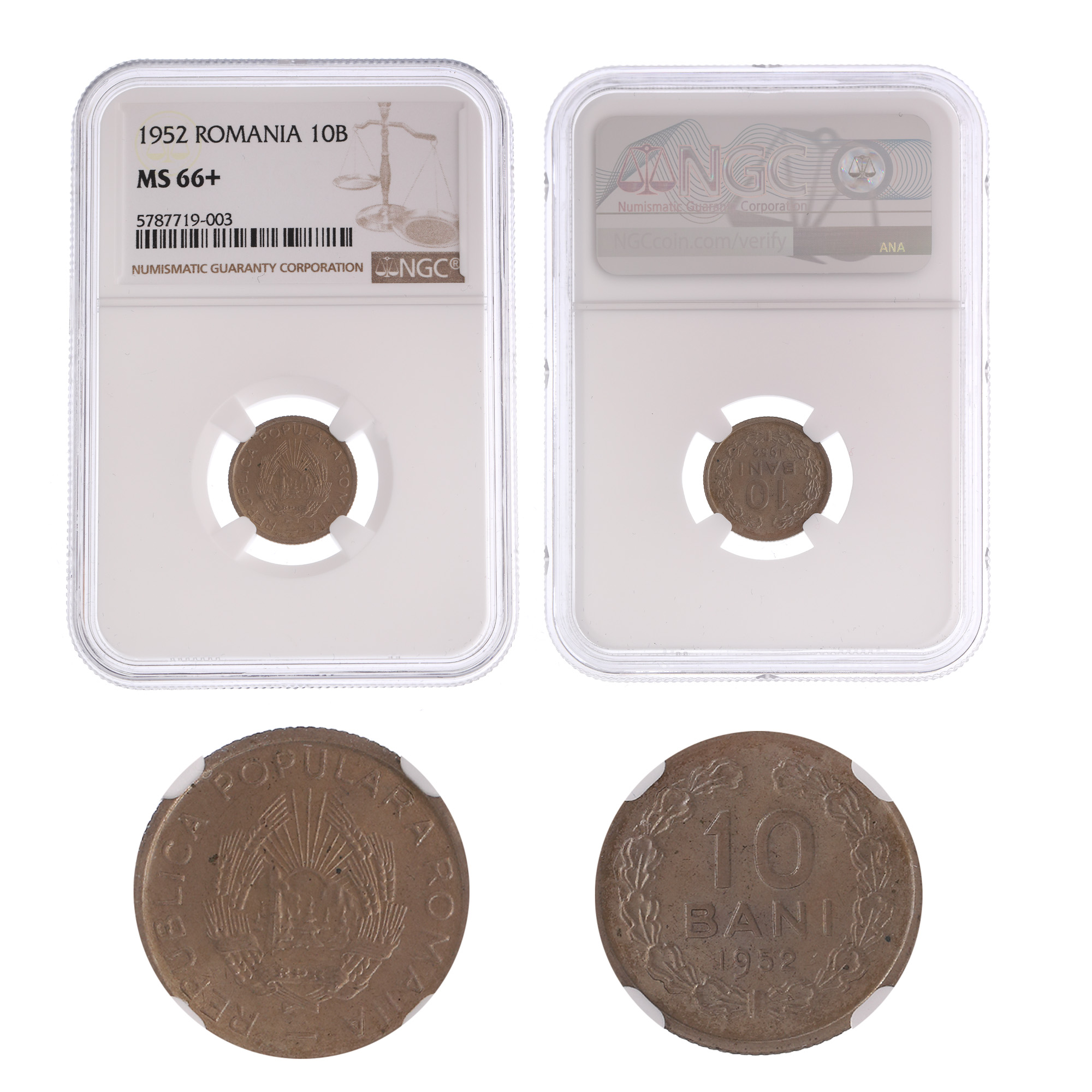 10 Bani 1952 coin, MS 66+