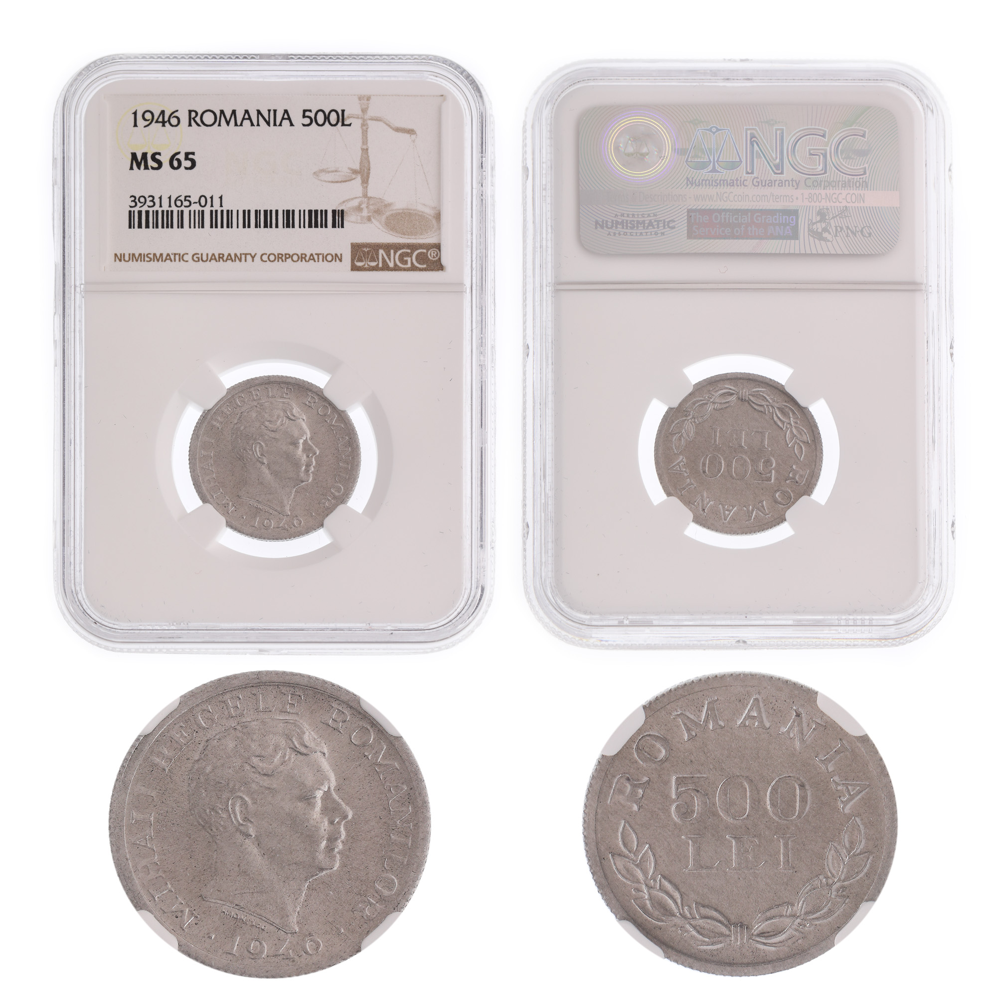 Moneda 500 Lei 1946, MS 65