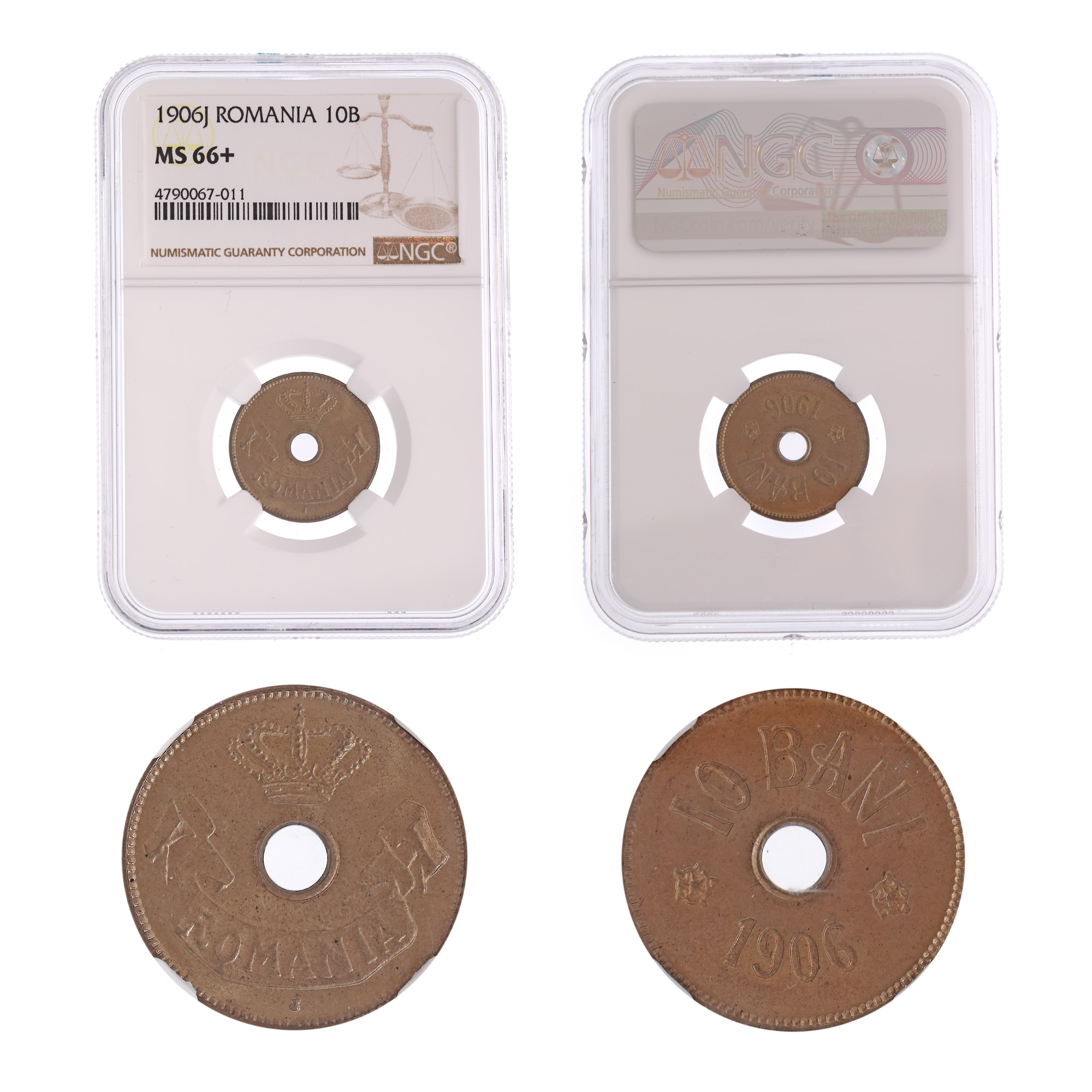 Moneda 10 Bani 1906J, MS 66+