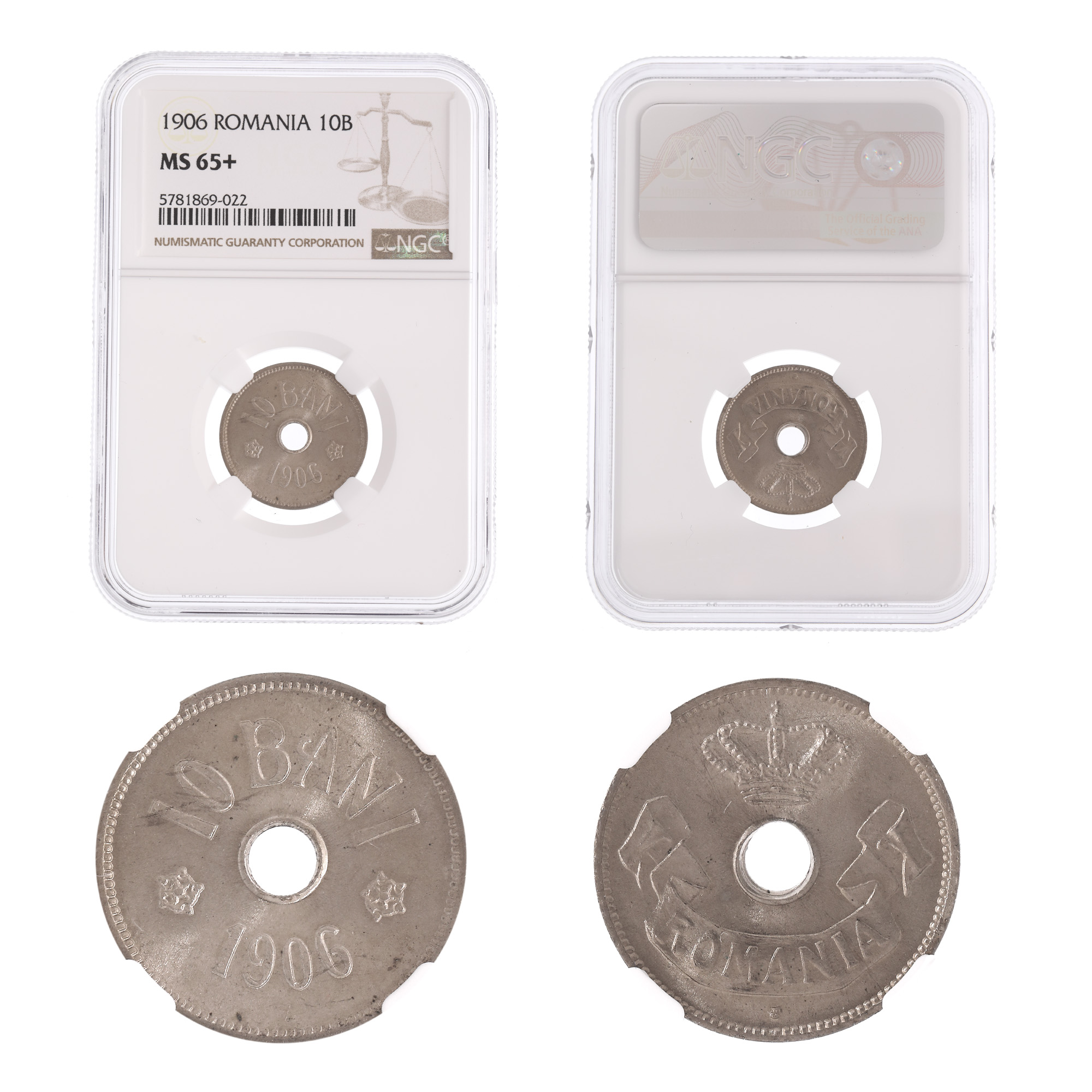 Moneda 10 Bani 1906, MS 65+