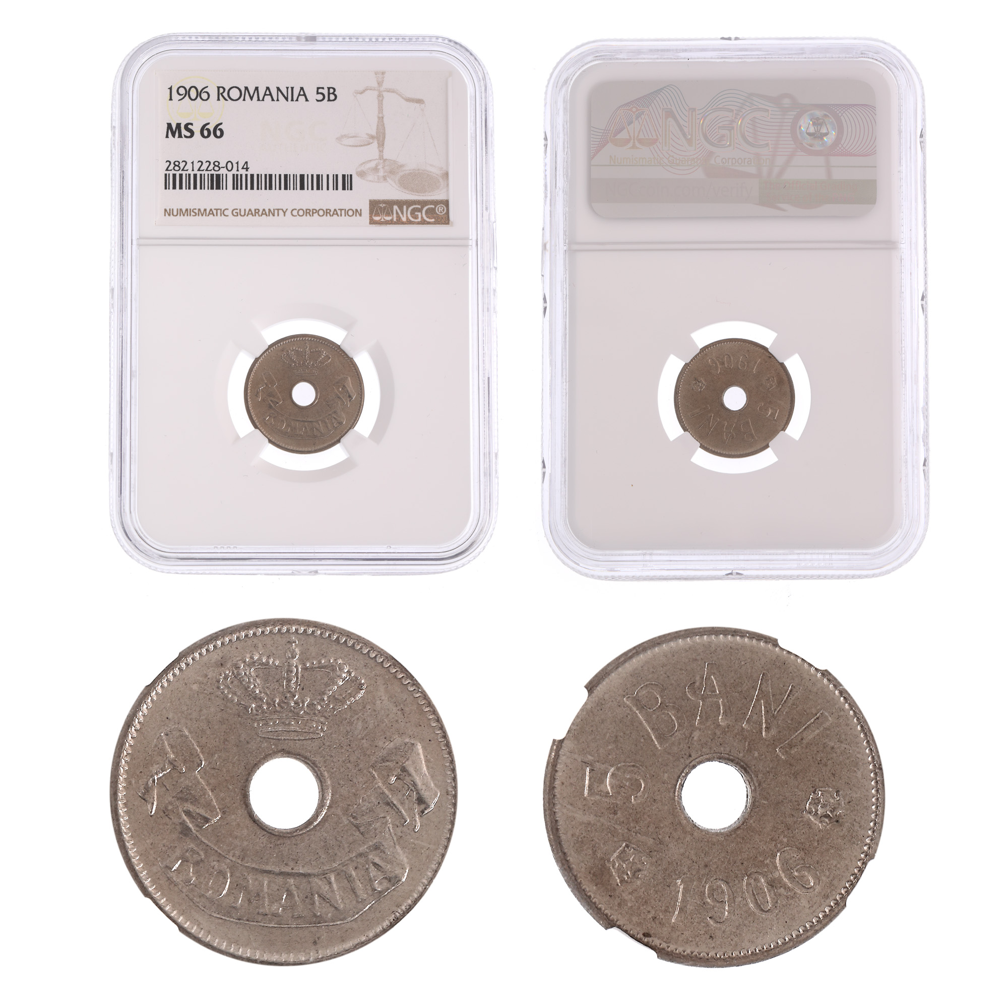 5 Bani coin, 1906, MS 66