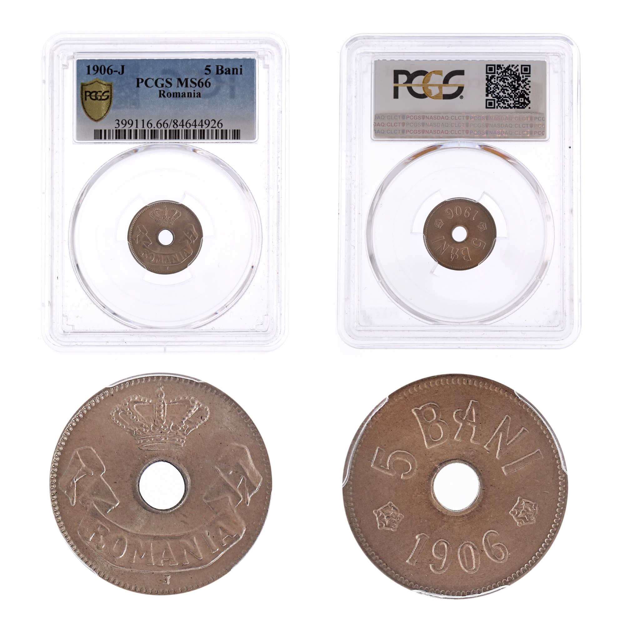 Moneda 5 Bani 1906J, MS 66