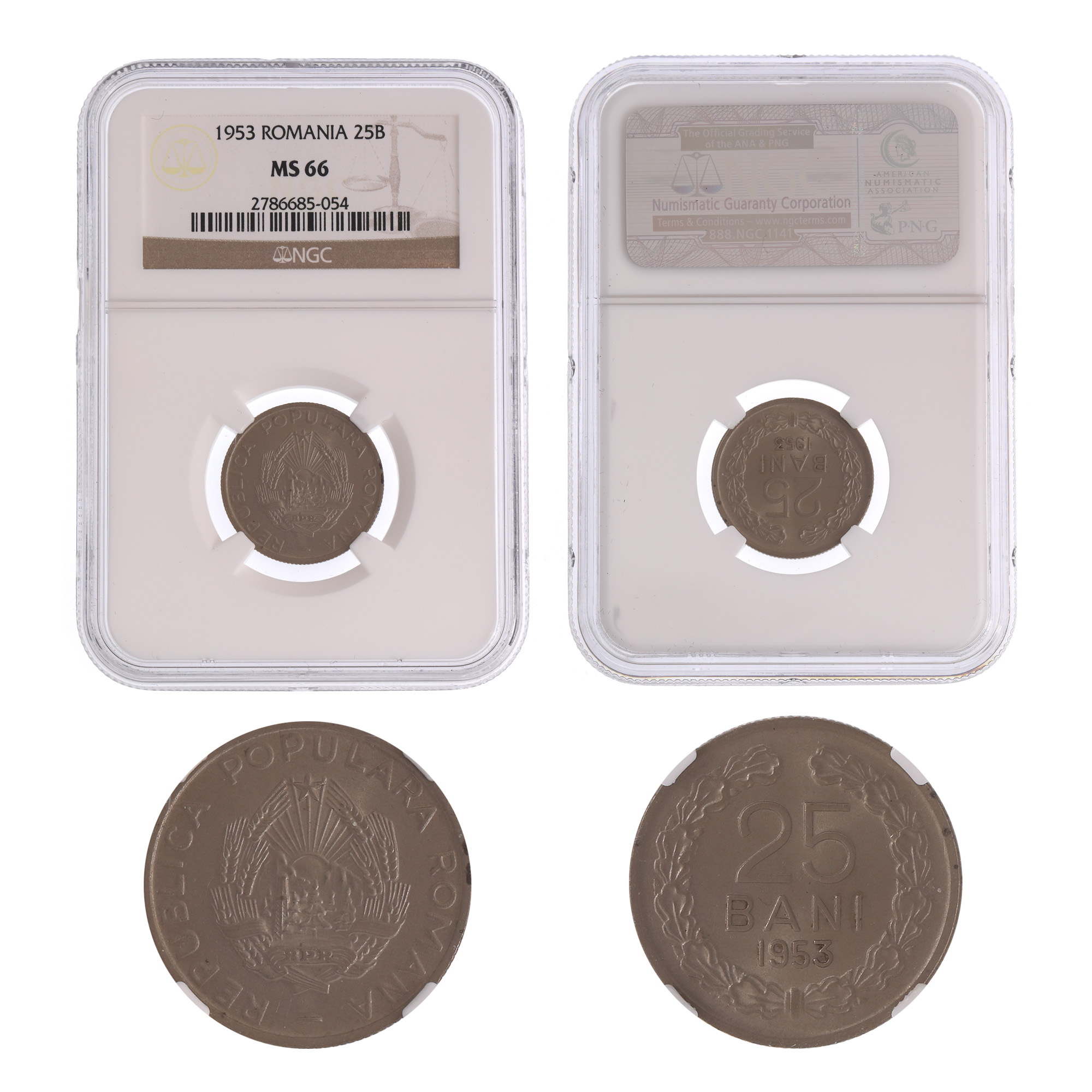 Moneda 25 Bani 1953, MS 66