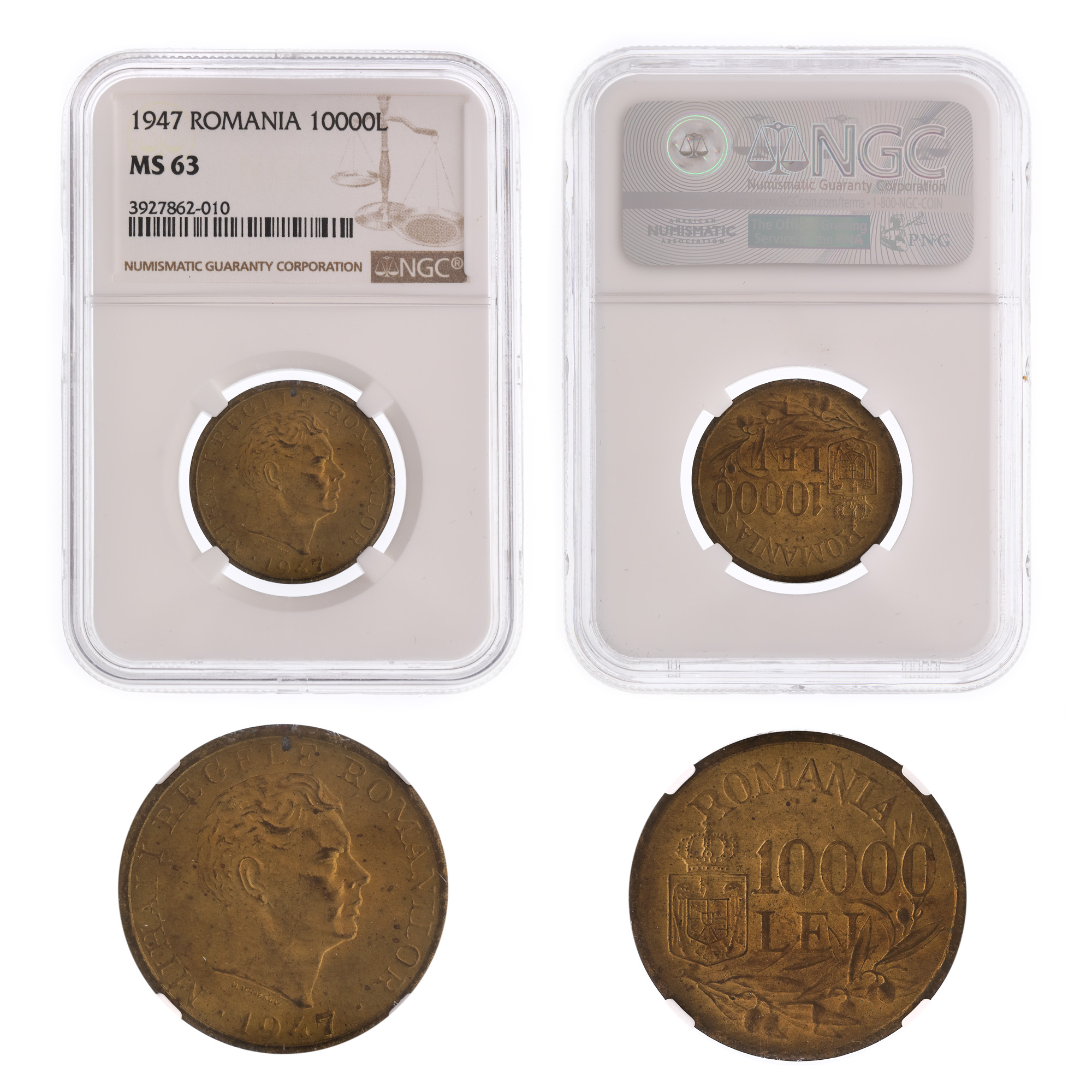 10.000 Lei 1947 coin, MS 63
