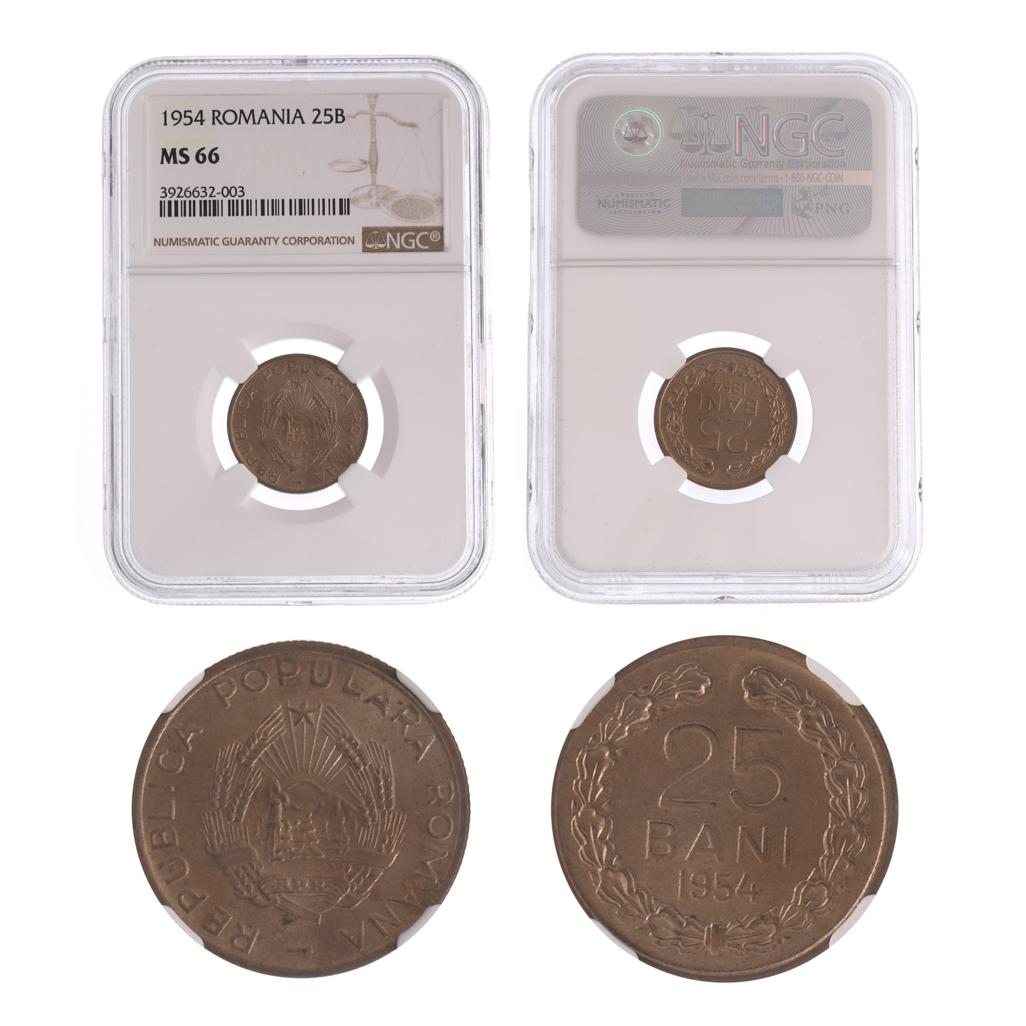 Moneda 25 Bani 1954, MS 66