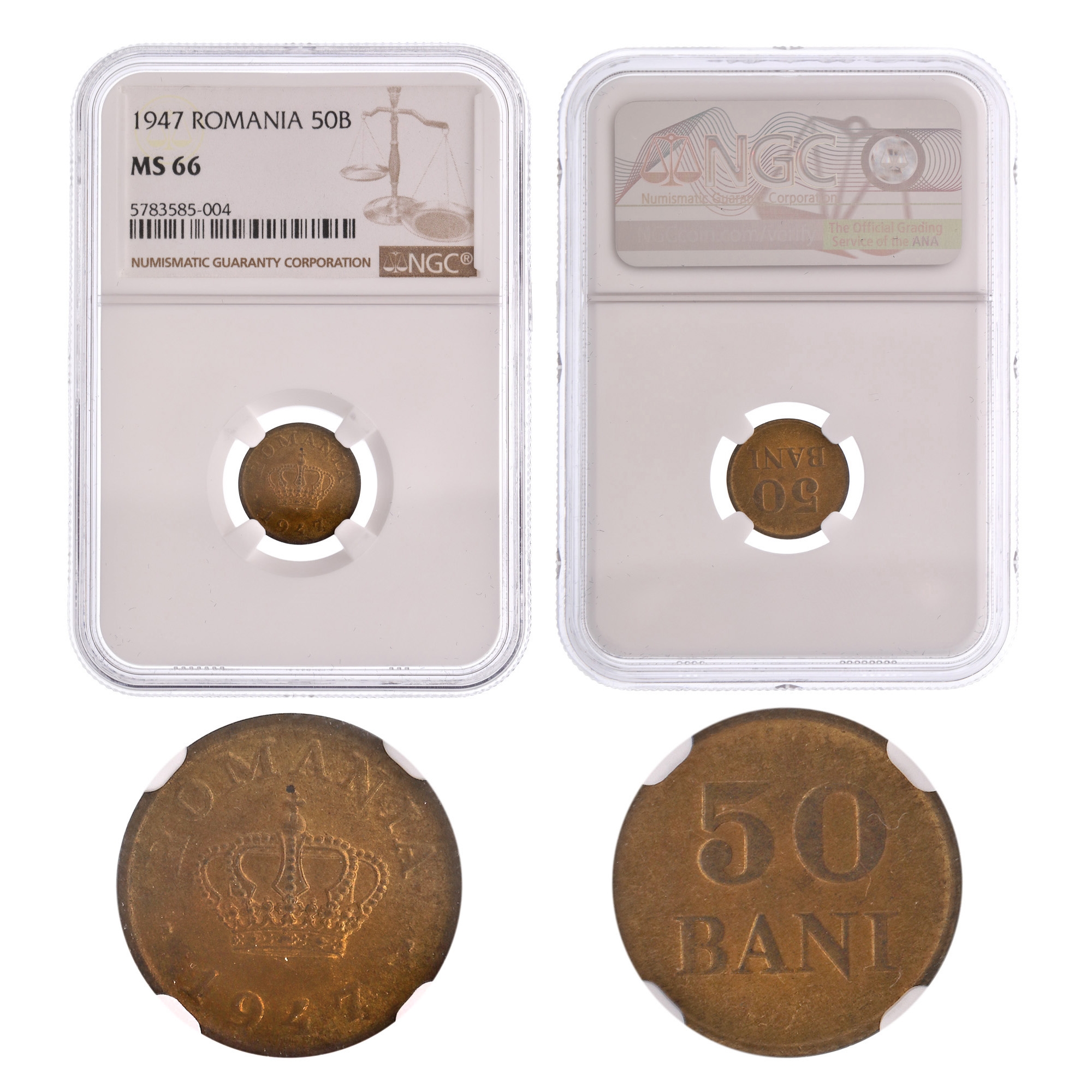 50 Bani 1947 coin, MS 66