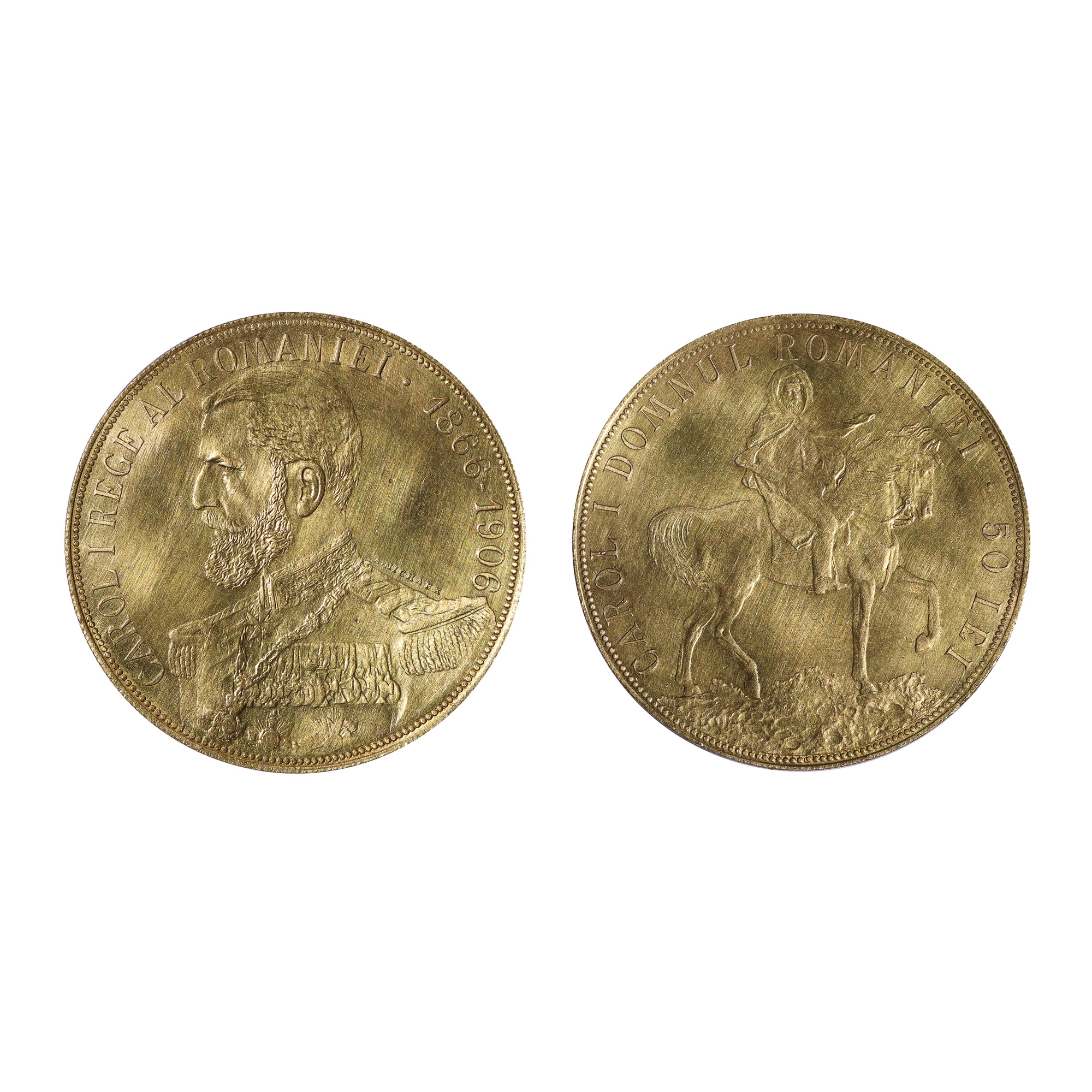 Moneda 50 Lei 1906, UNC Details, aur