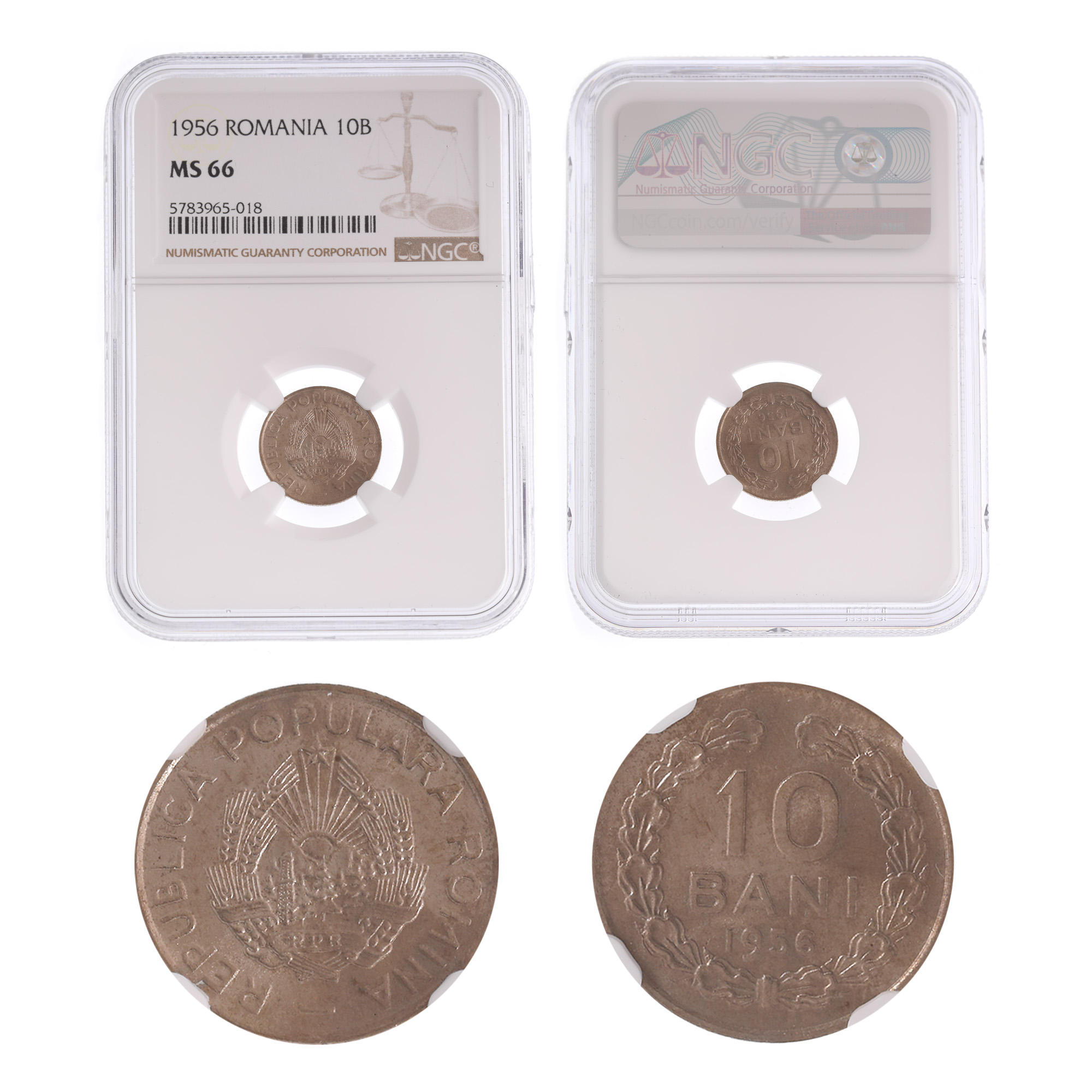 Moneda 10 Bani 1956, MS 66