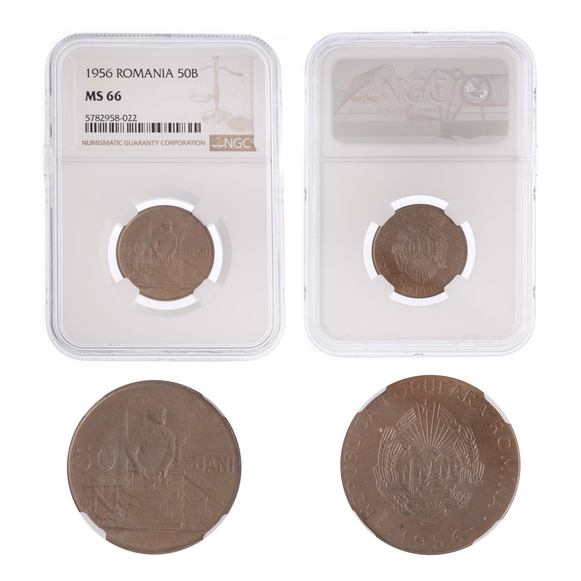Moneda 50 Bani 1956, MS 66