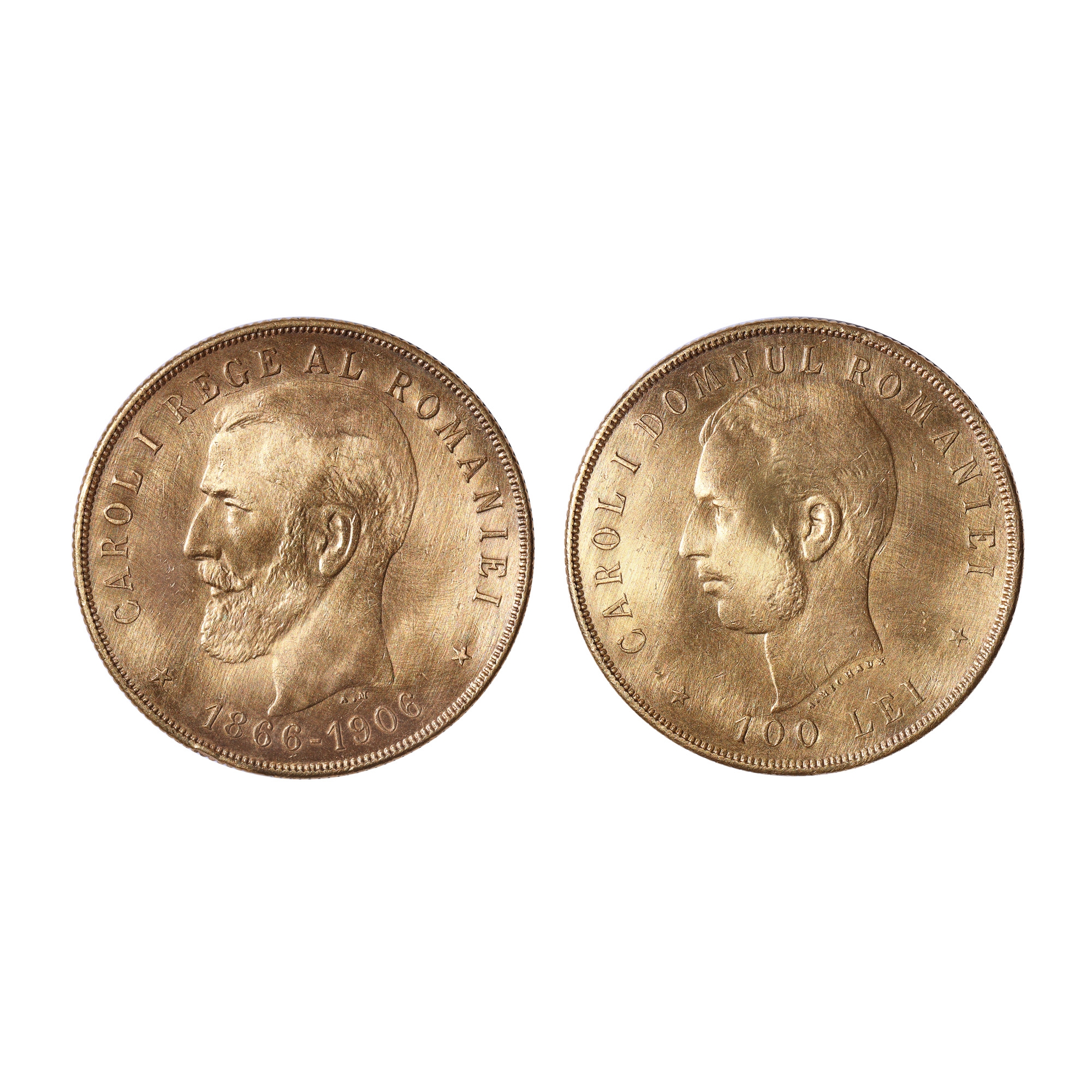 Moneda 100 Lei 1906, AU Details, aur