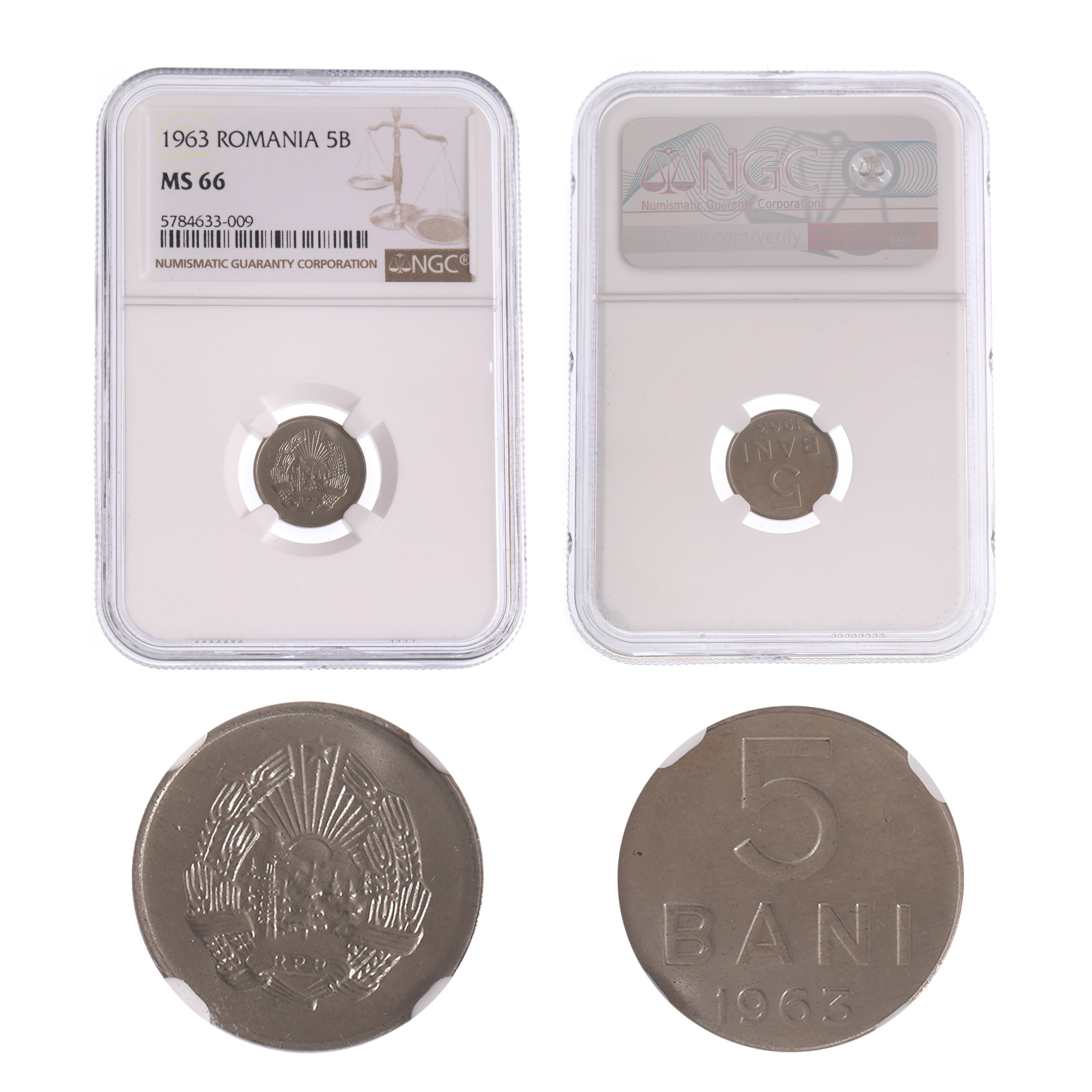 Moneda 5 Bani 1963, MS 66