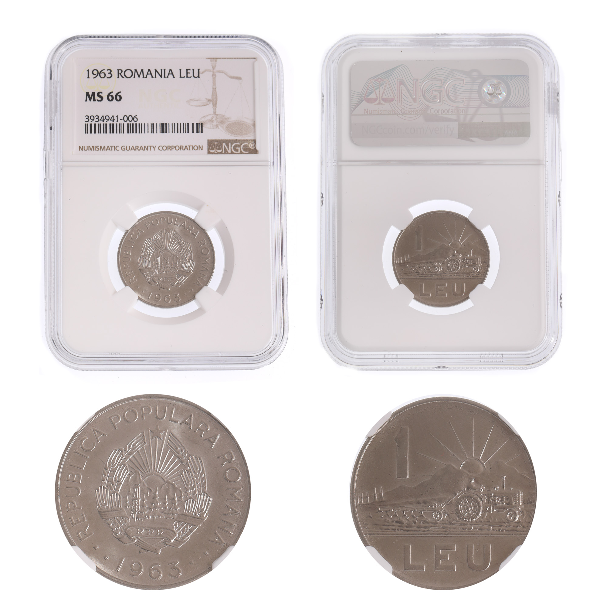 Moneda 1 Leu 1963, MS 66