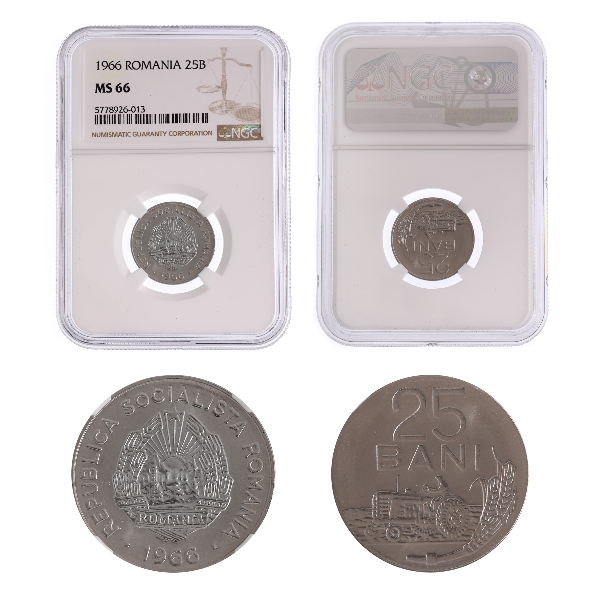 Moneda 25 Bani 1966, MS 66