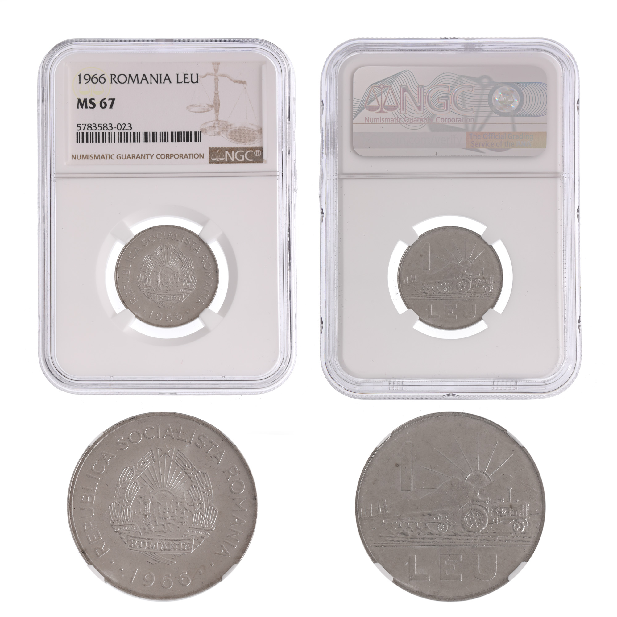 Moneda 1 Leu 1966, MS 67