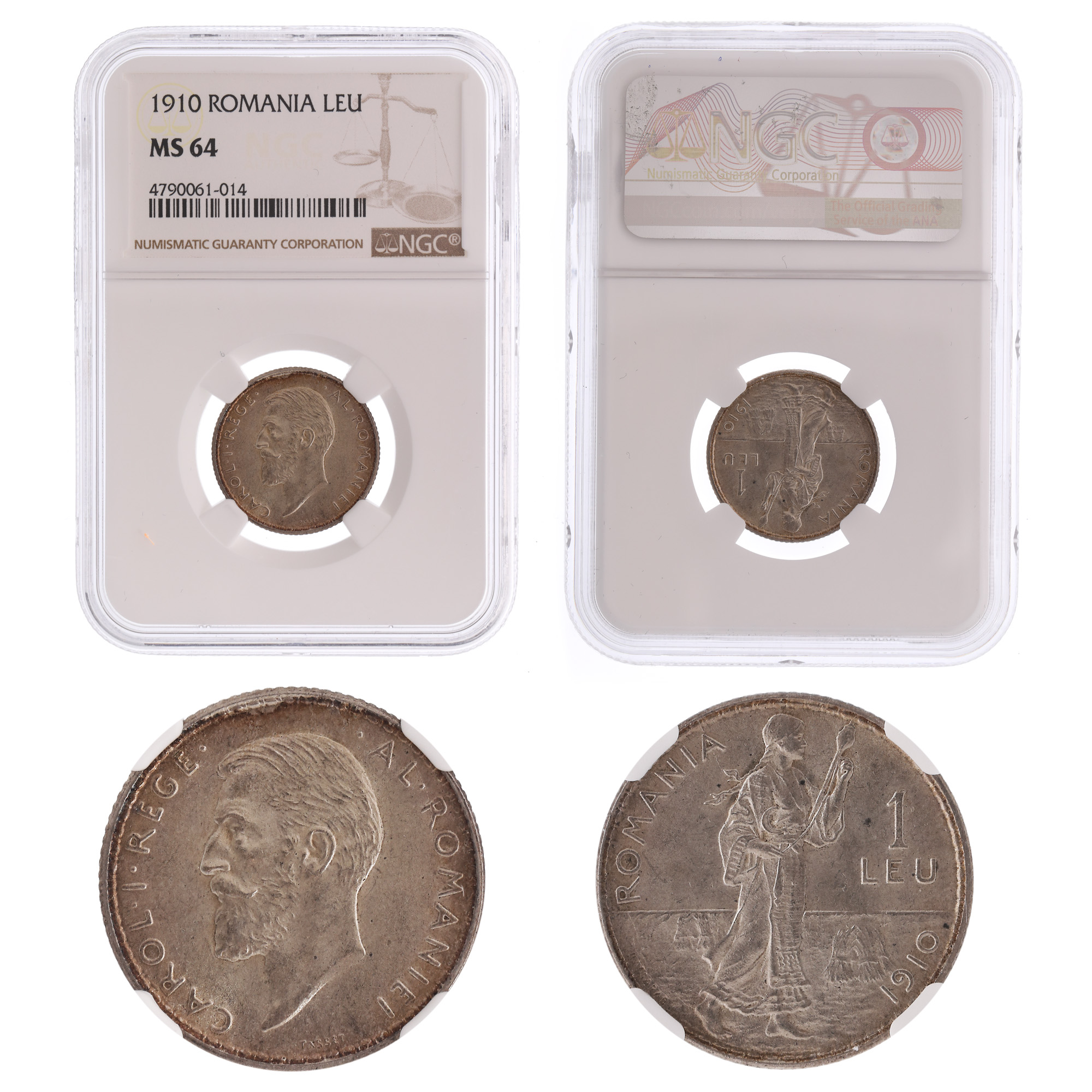 Moneda 1 Leu 1910, MS 64, Hamburg, argint