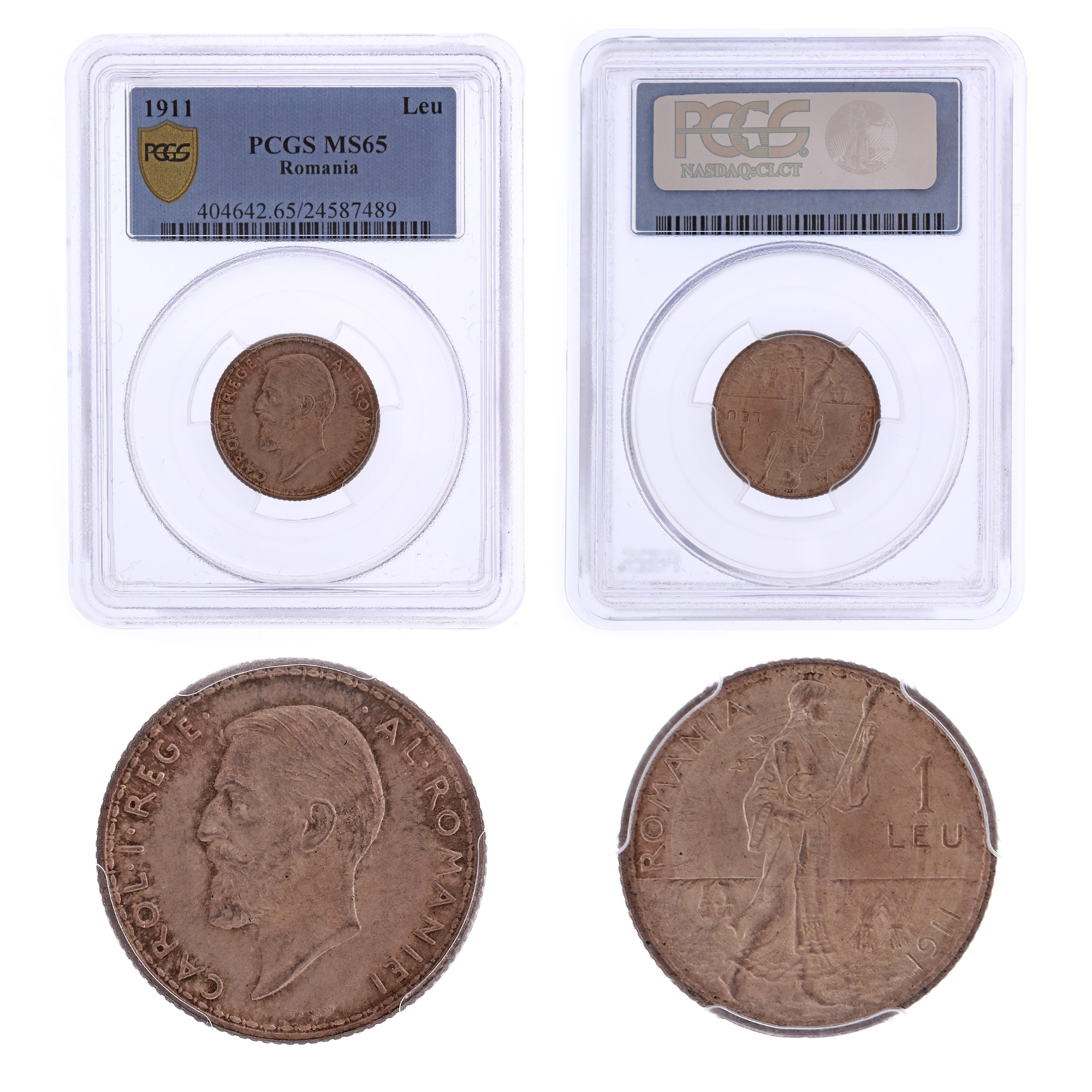 Moneda 1 Leu 1911, MS 65, argint