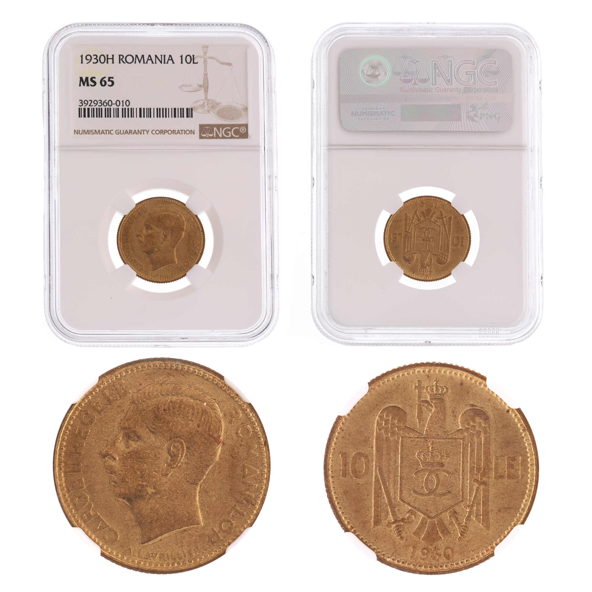 Moneda 10 Lei 1930H, MS 65