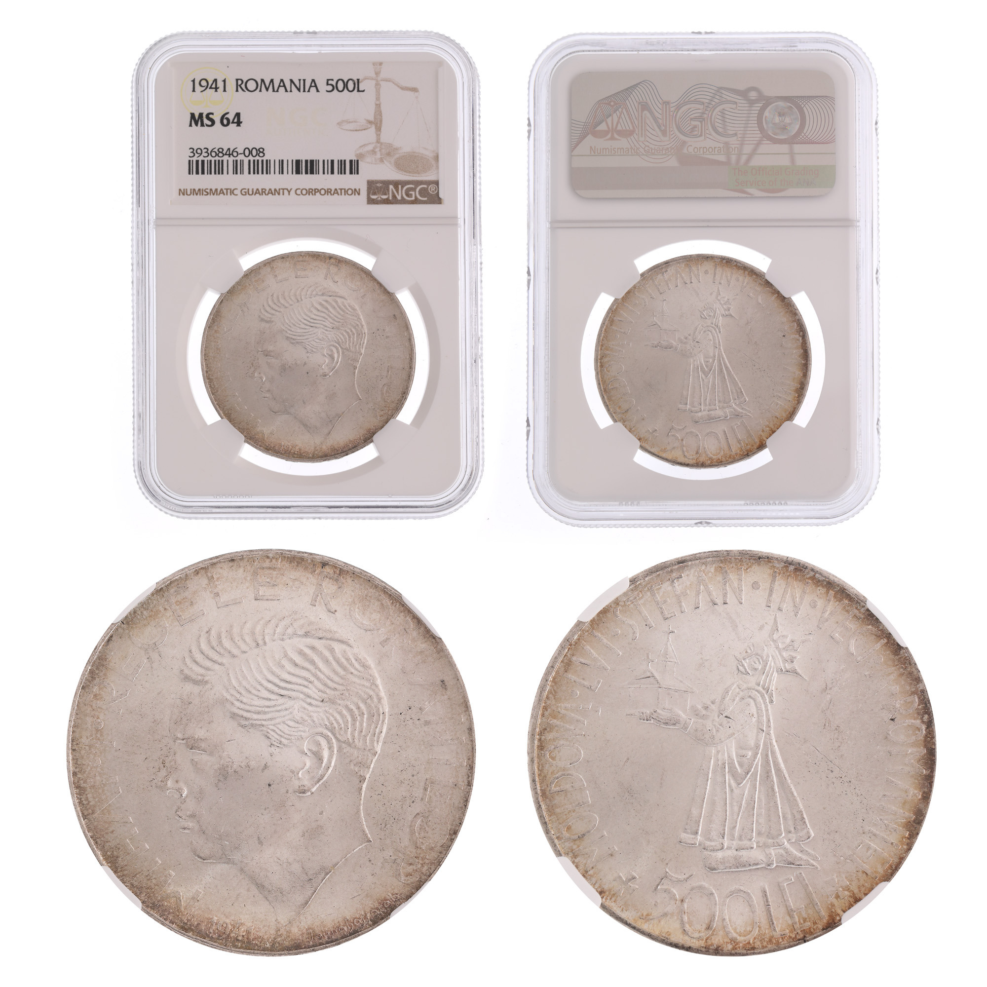 Moneda 500 Lei 1941, MS 64, argint