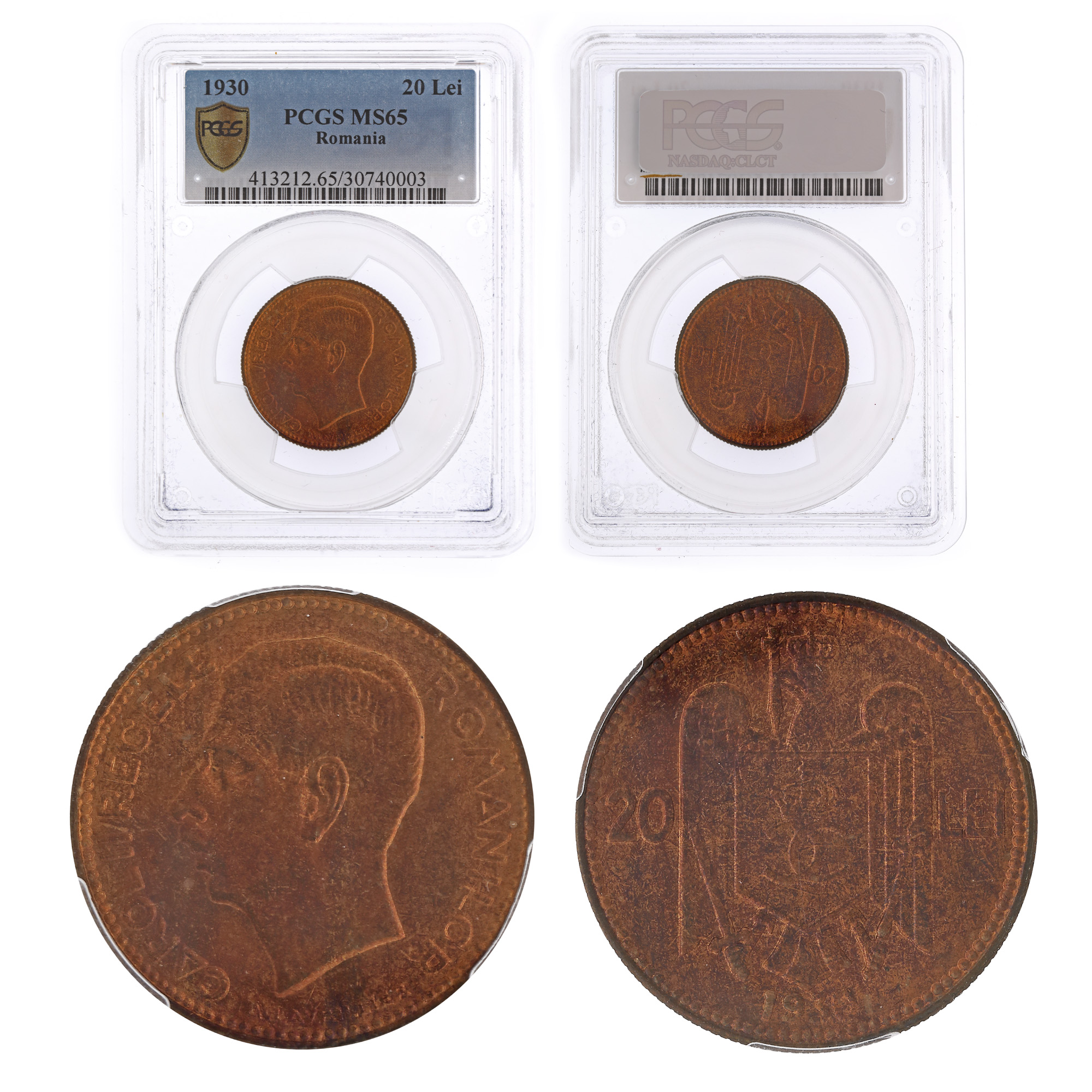 20 Lei 1930 coin, MS 65, London no mark