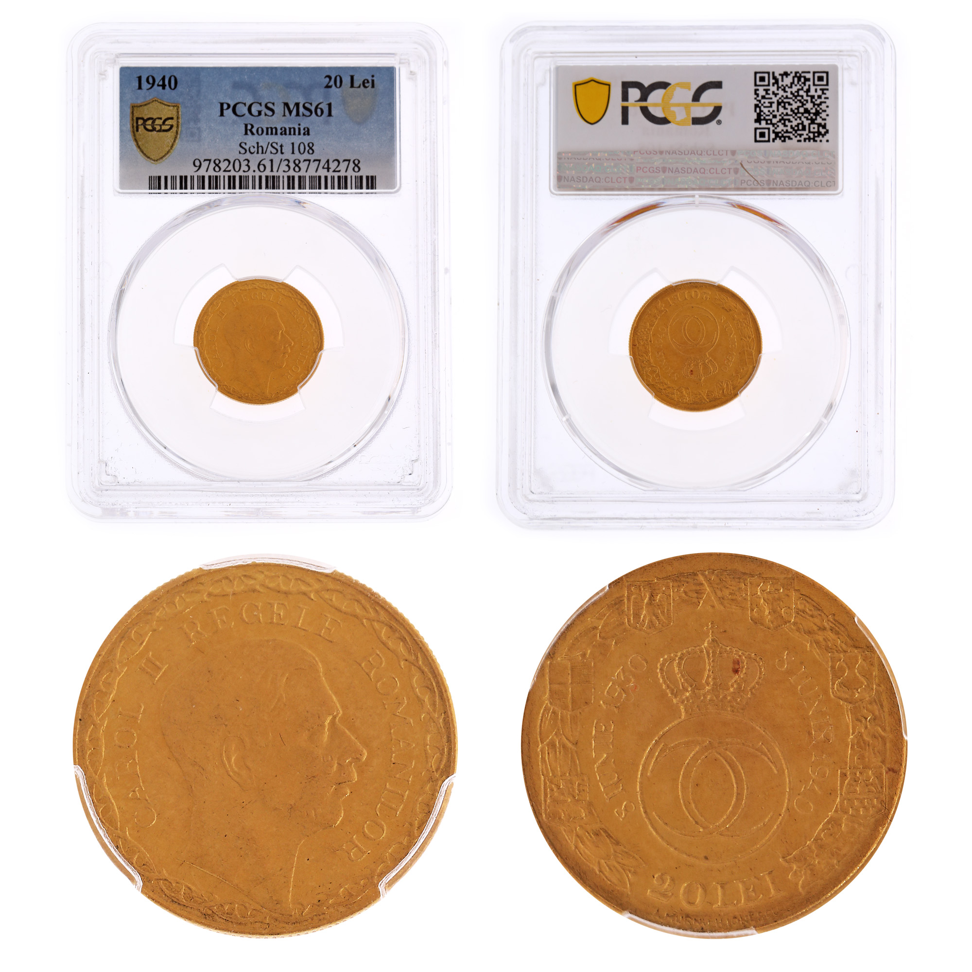 20 Lei 1940 coin, MS 61, gold