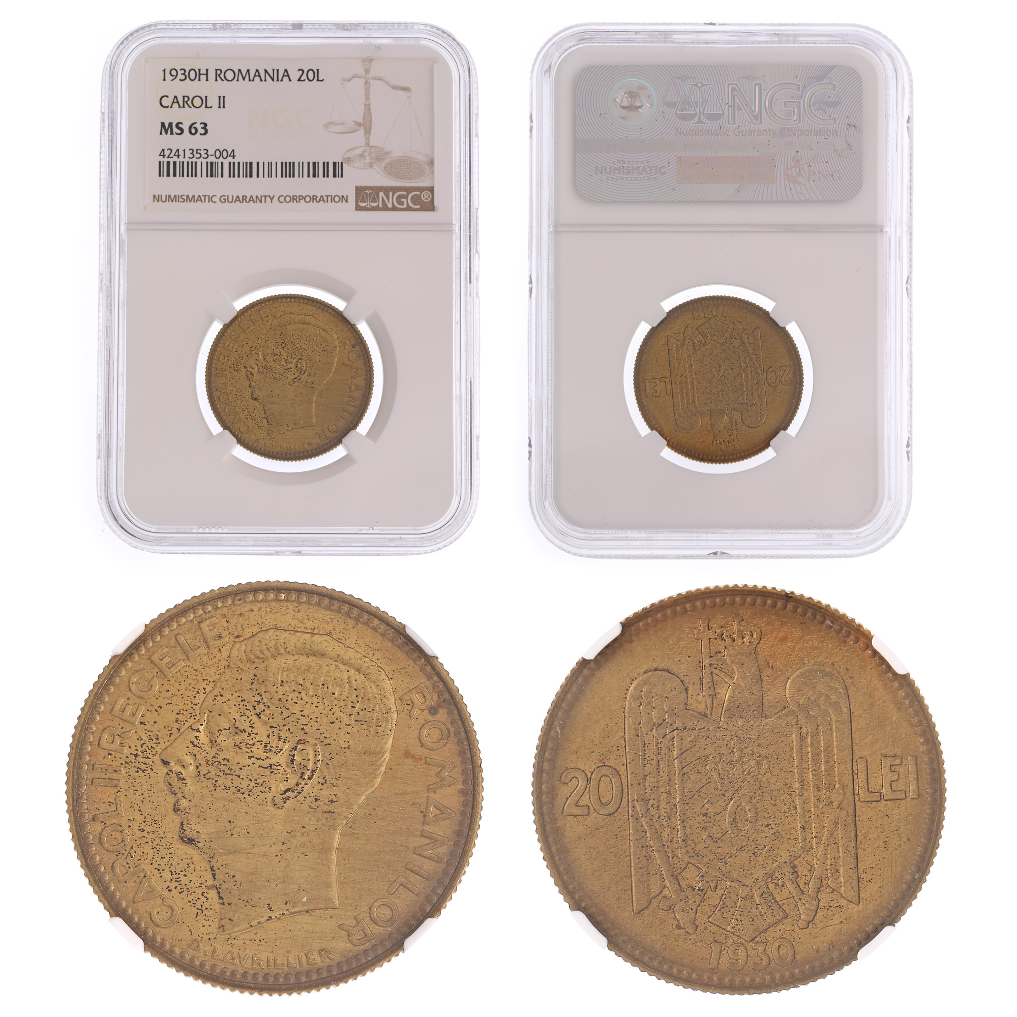 Moneda 20 Lei 1930H, MS 63