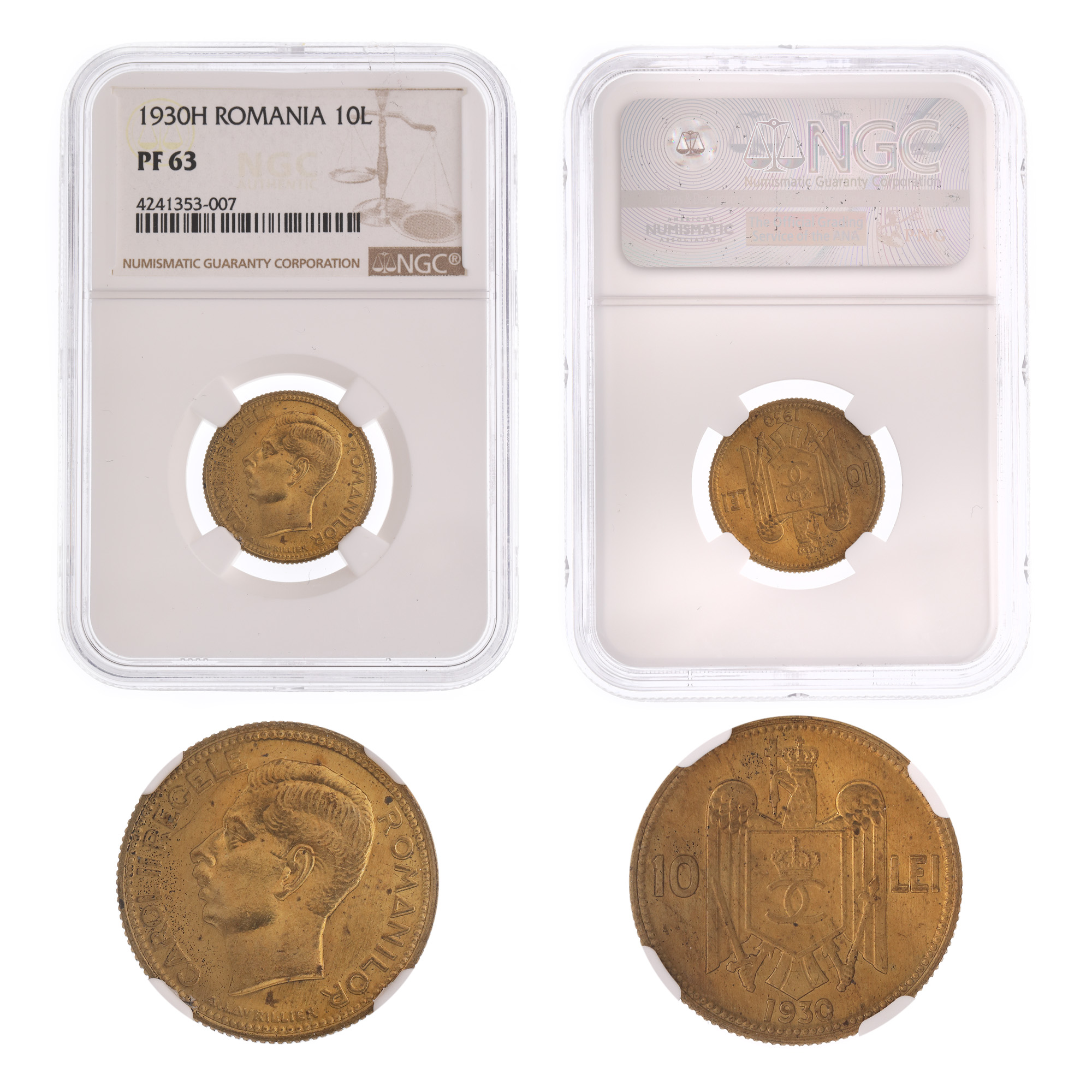 Moneda 10 Lei 1930H, PF 63