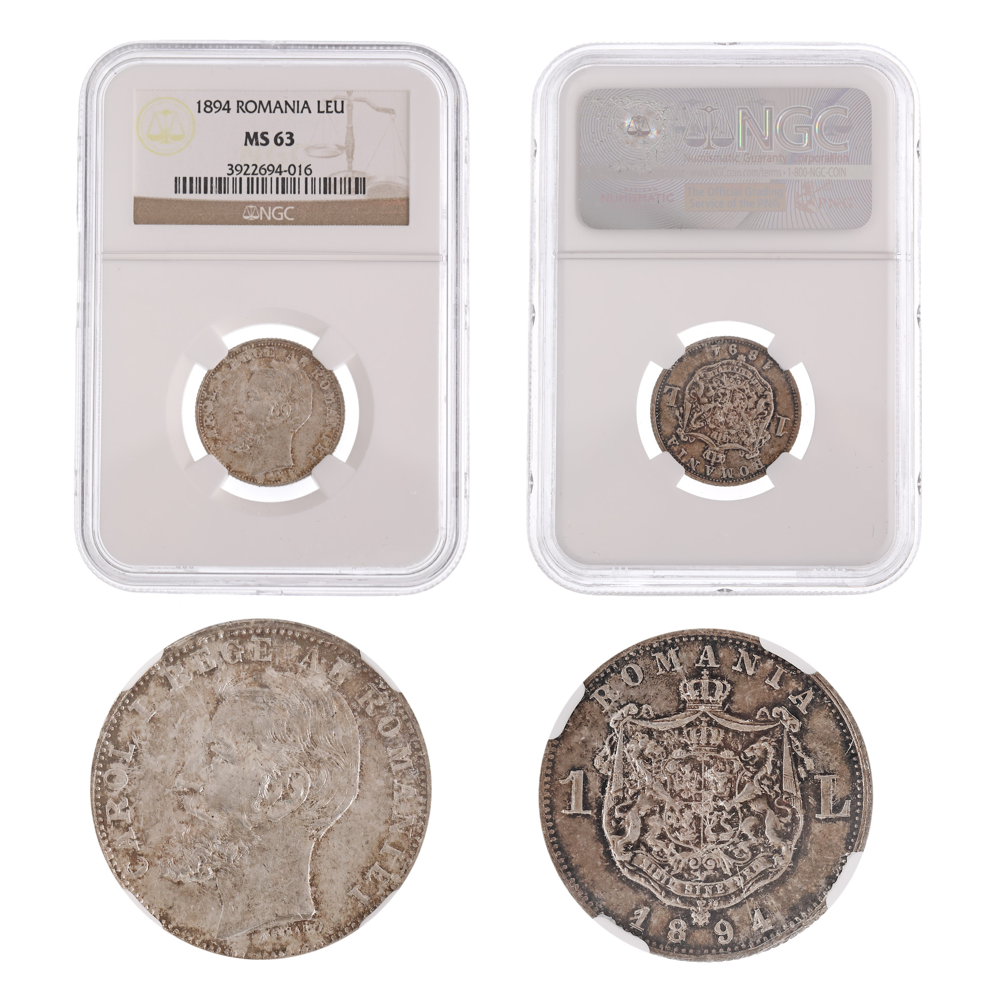 Moneda 1 Leu 1894, MS 63, argint