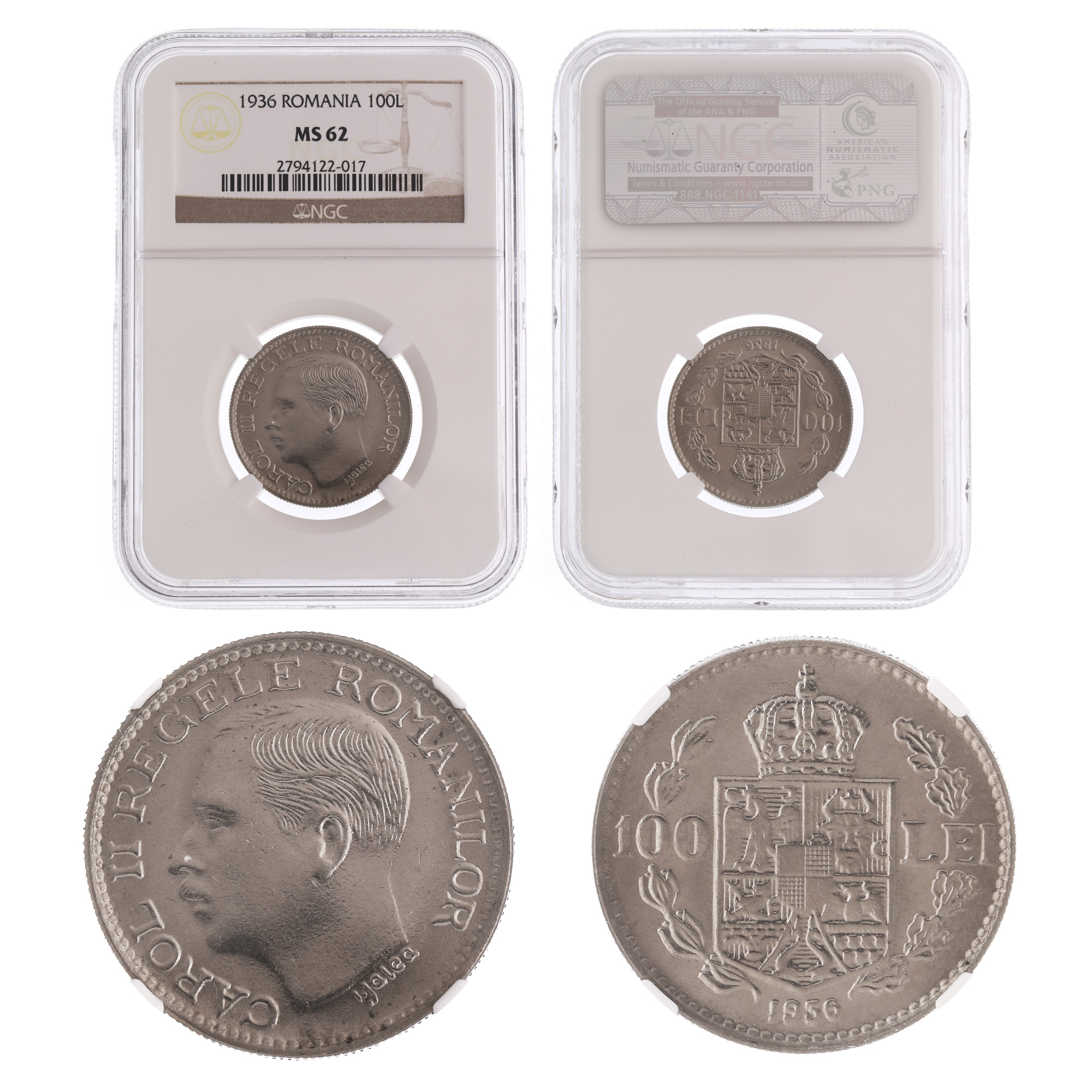 Moneda 100 Lei 1936, MS 62
