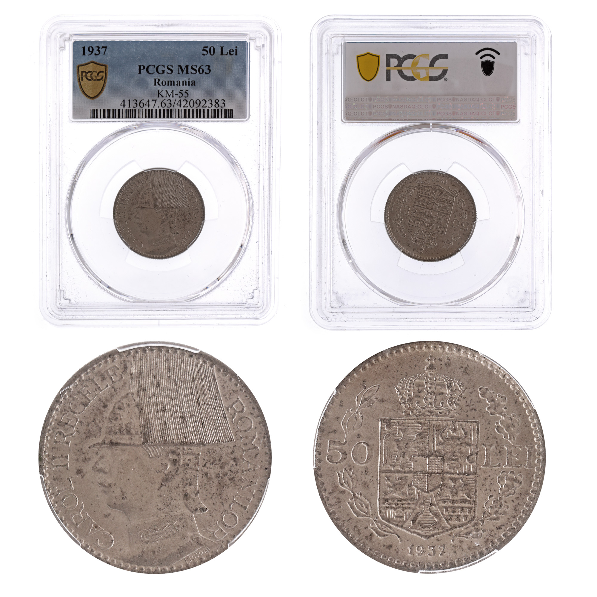 Moneda 50 Lei 1937, MS 63