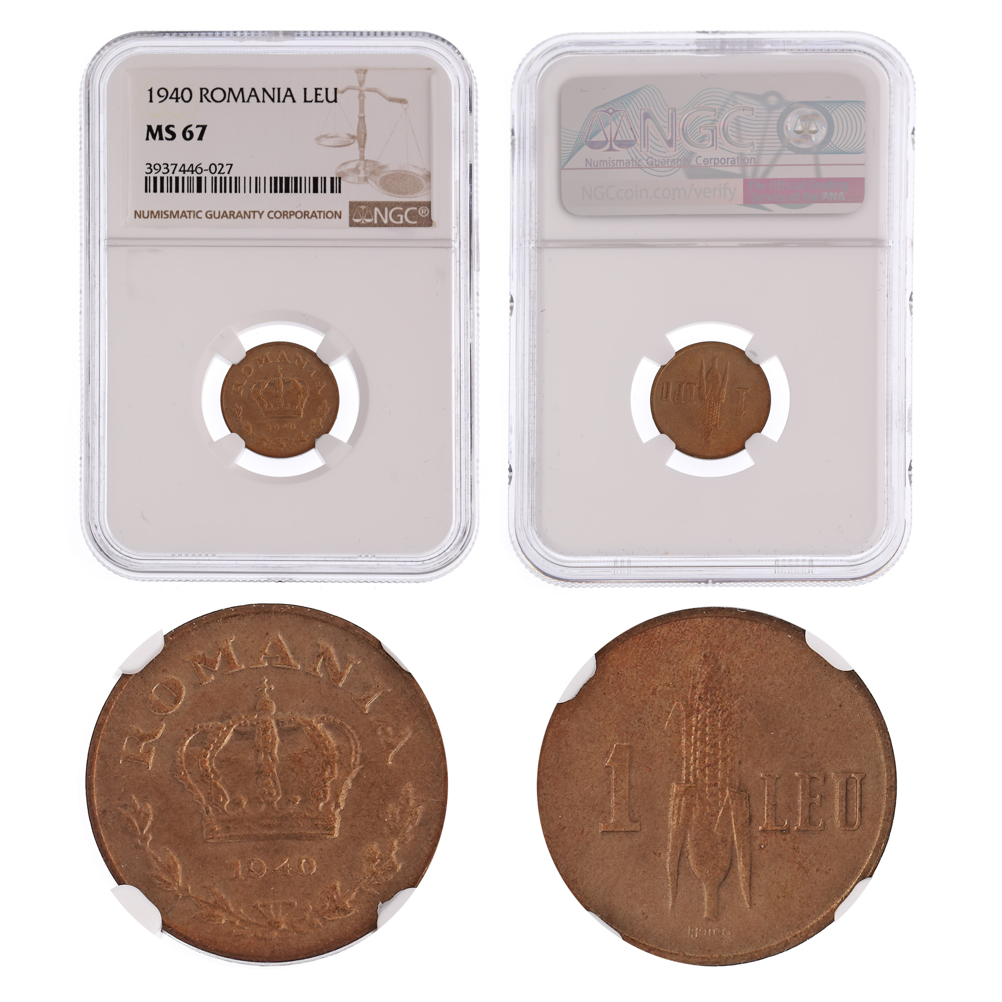 Moneda 1 Leu 1940, MS 67